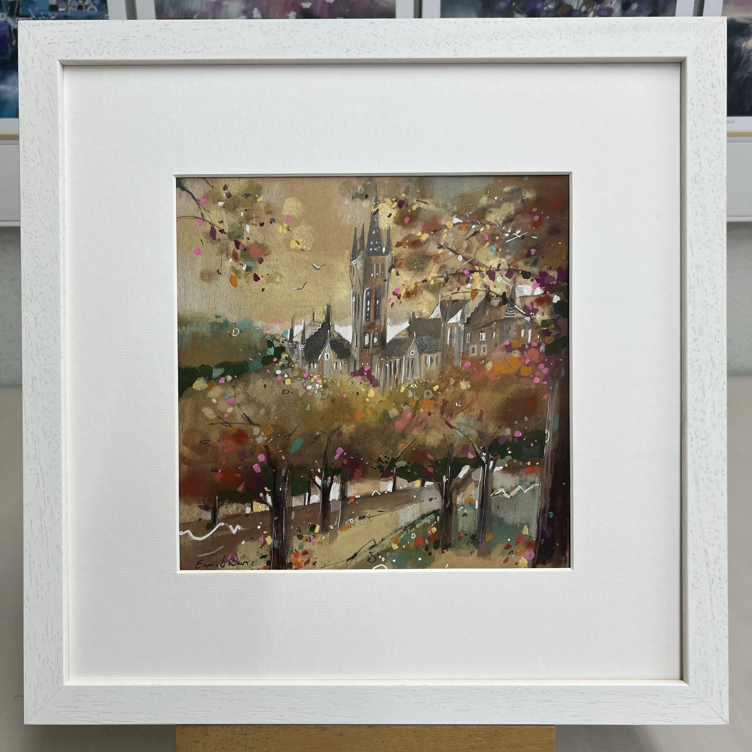 Original Drawing Glasgow University Gilbert Scott Building 'Uni Days' by Emma S Davis Artist. Front view.