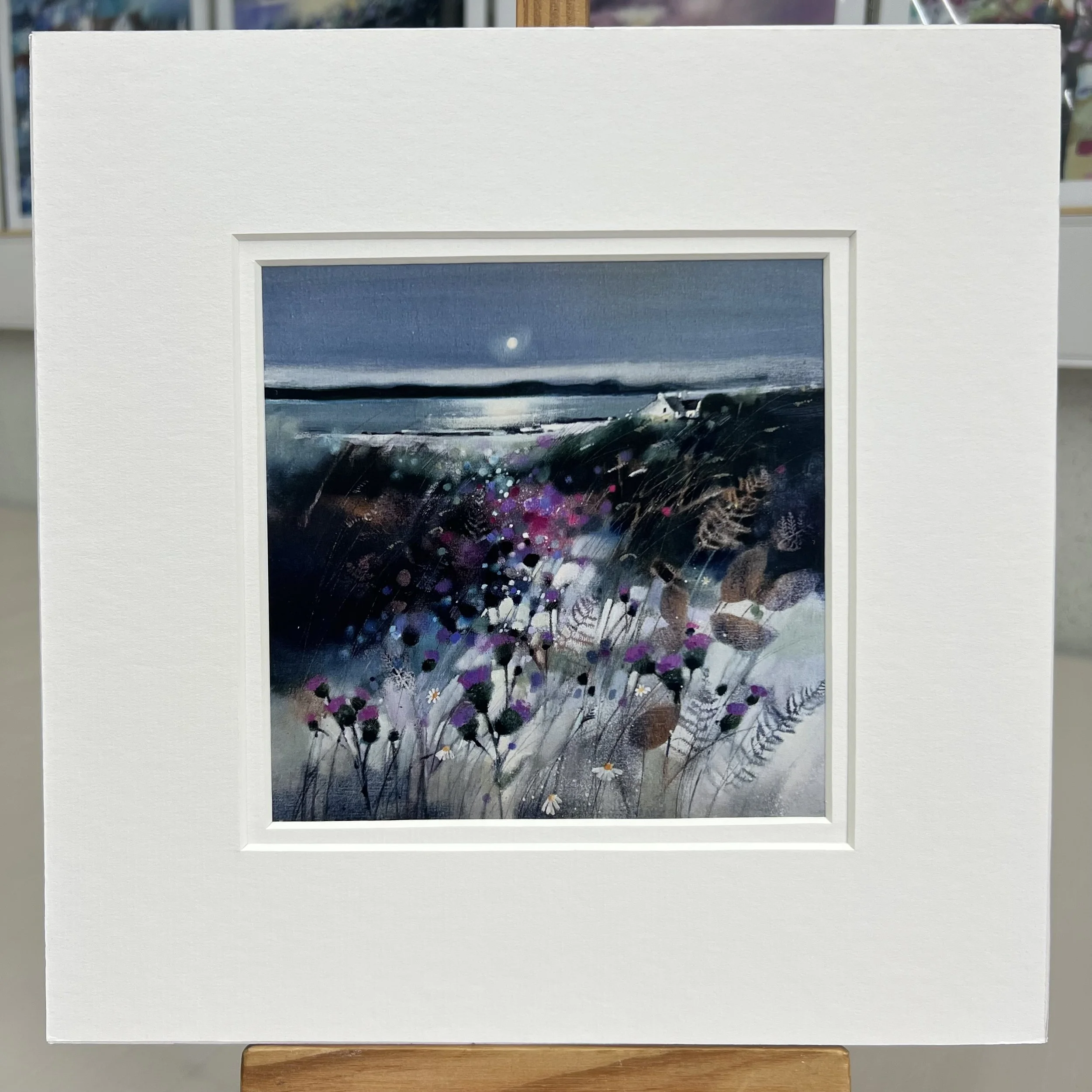 Greetings Card Thistles Kintyre Isle of Gigha by Scottish Landscape Artist Emma S Davis. Mounted option.