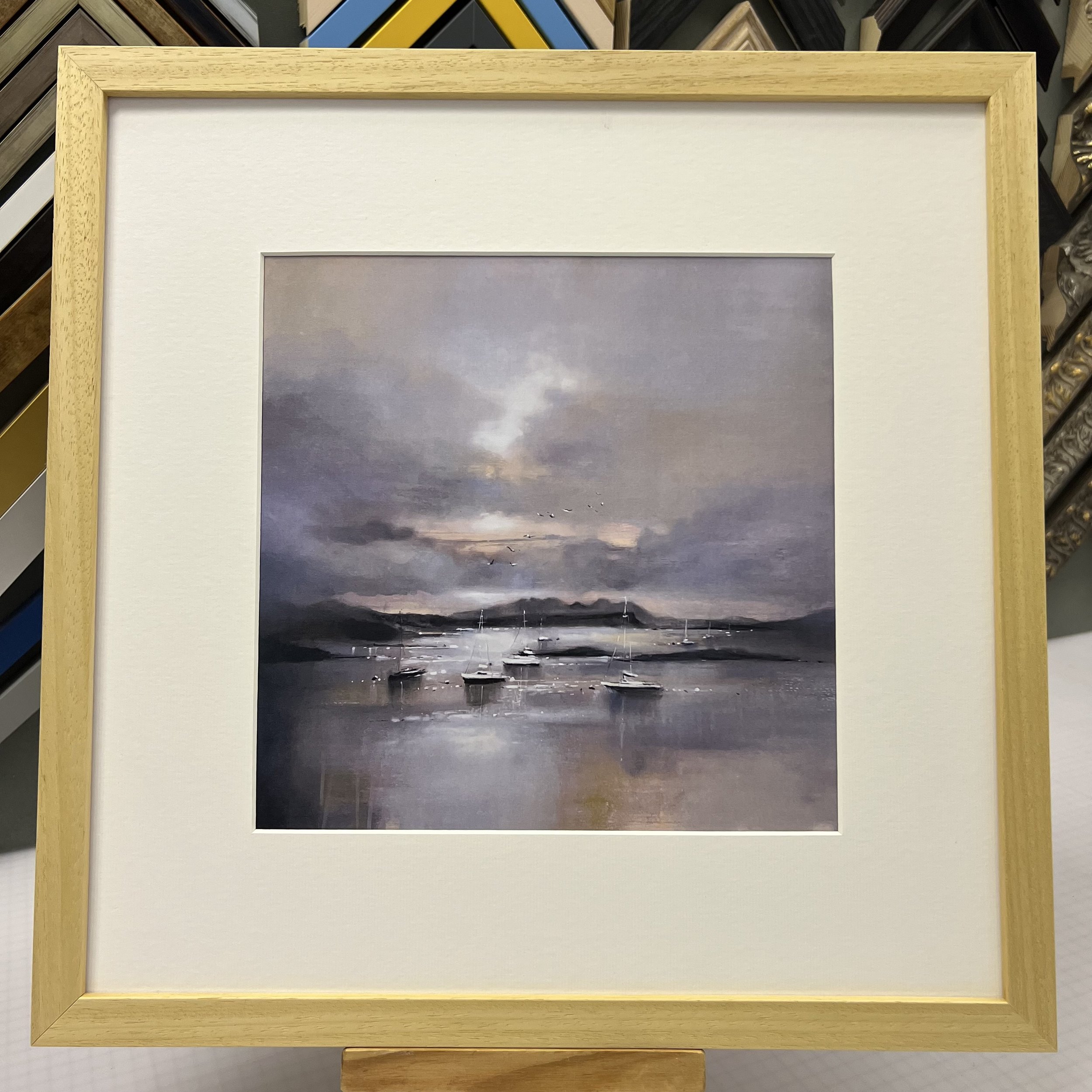 Framed in natural wood 'Glenuig' open edition print by Emma S Davis Scottish Landscape Artist
