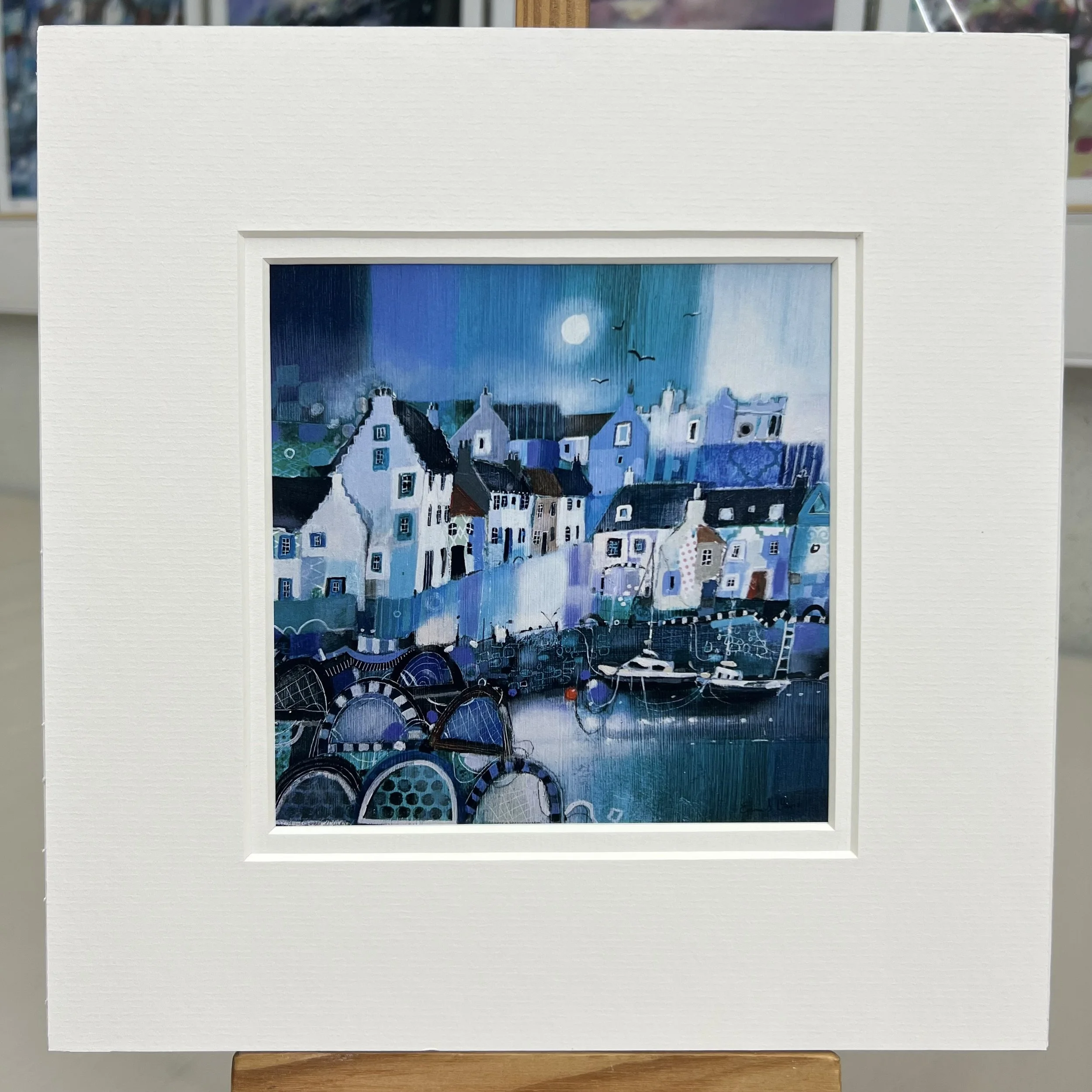 Greetings Card Crail Harbour East Neuk of Fife by Scottish Landscape Artist Emma S Davis. Mounted option.