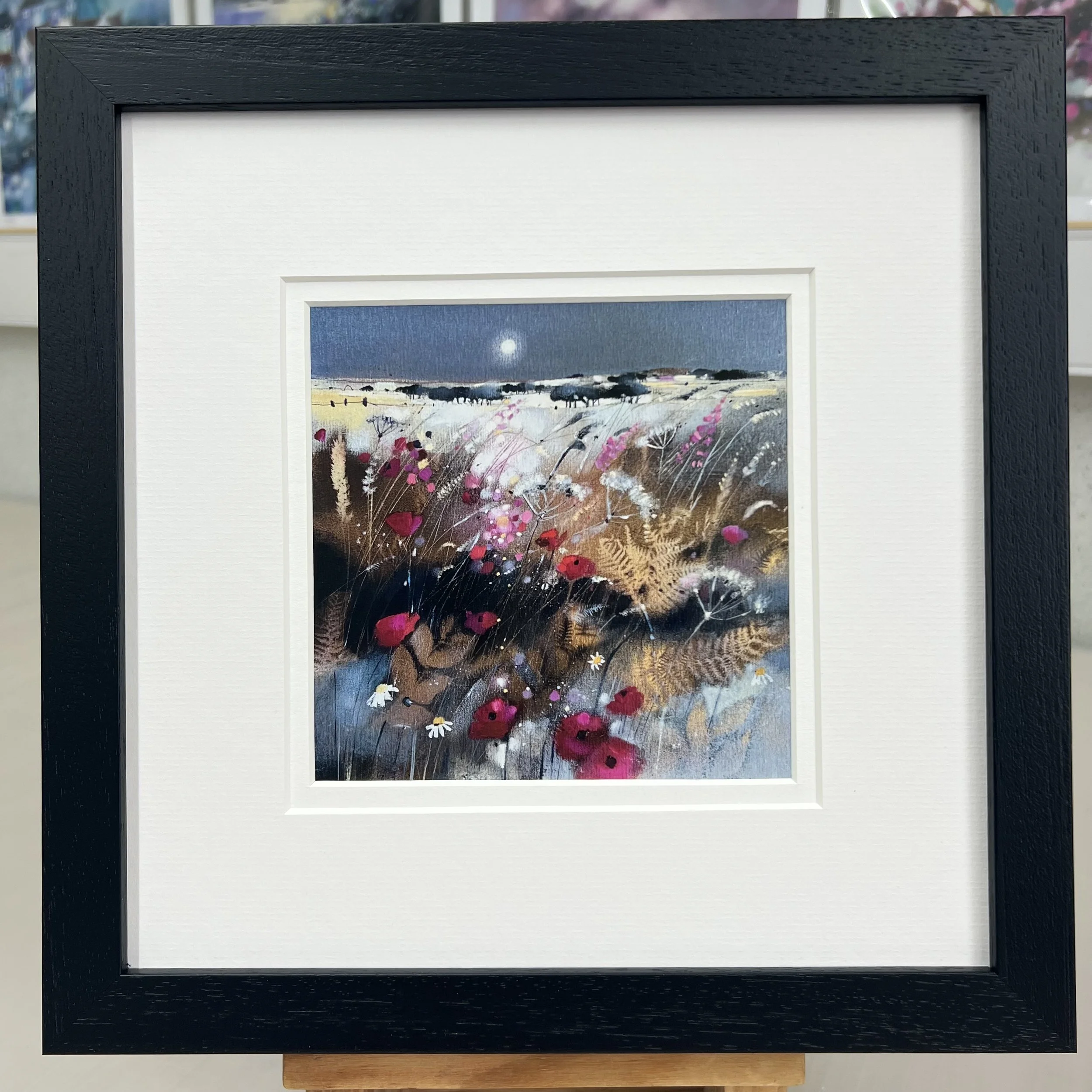 Framed Art Card East Neuk of Fife by Scottish Landscape Artist Emma S Davis. Black Frame Double Mount