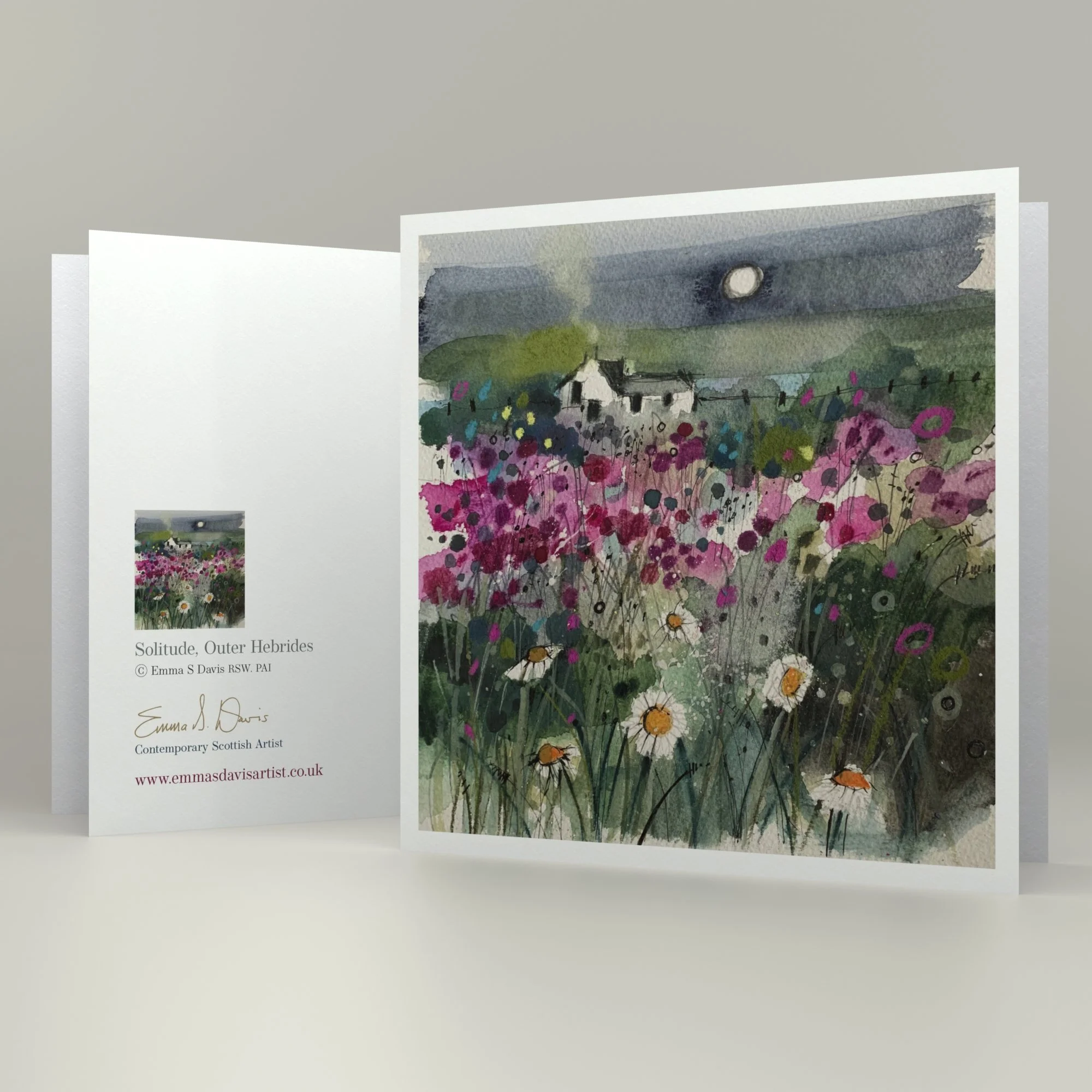 Framed card 'Solitude' by Emma S Davis Artist showing card detail