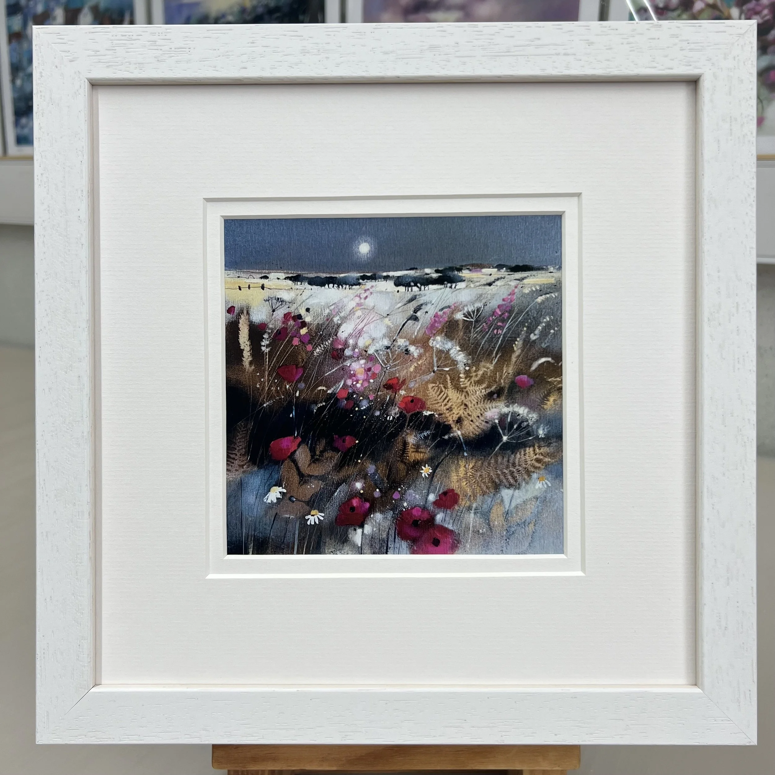 Framed Art Card East Neuk of Fife by Scottish Landscape Artist Emma S Davis. White Frame Double Mount