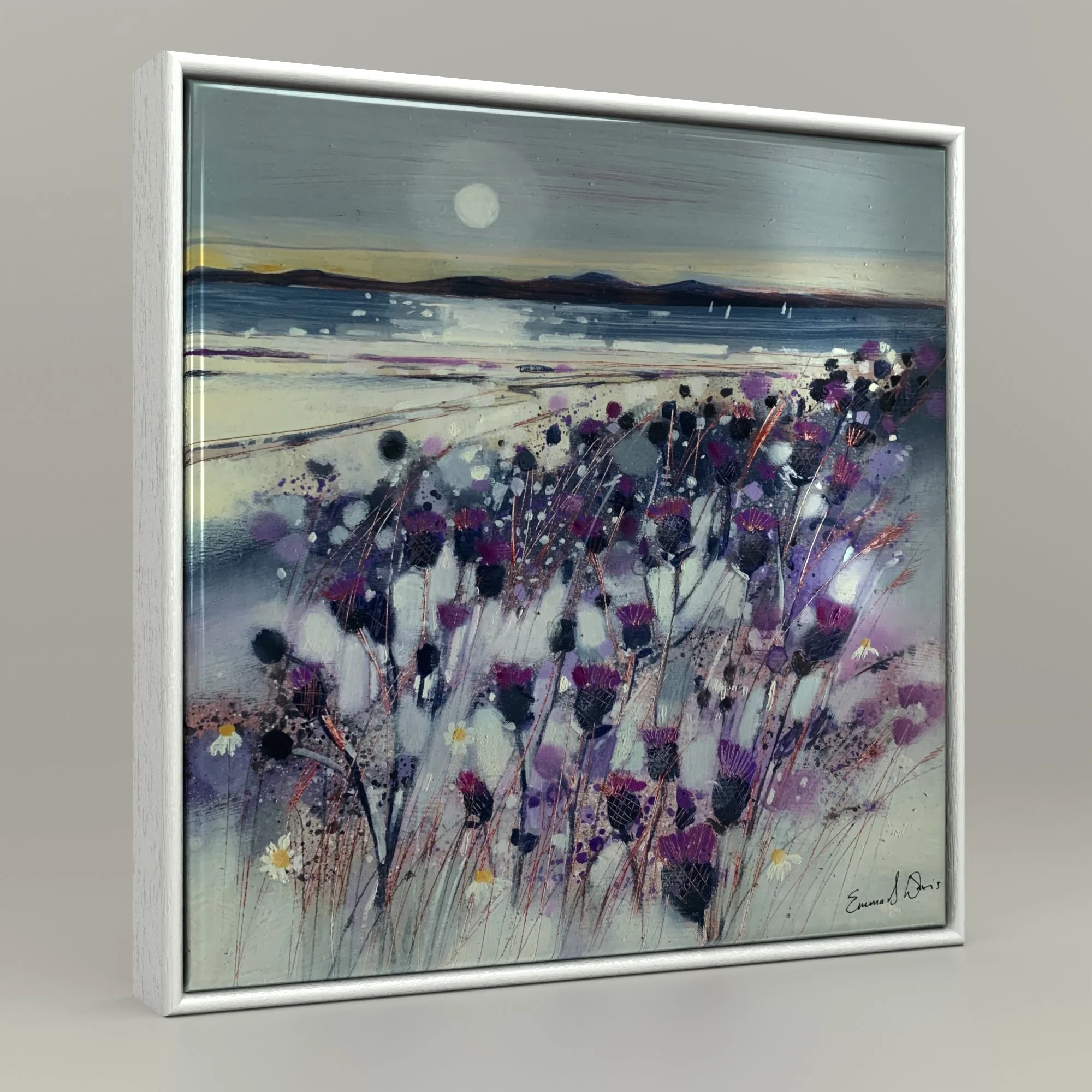 Emma S Davis Artist's Framed Ceramic Tile print 'Flowers of Scotland, Arran' Scottish landscape