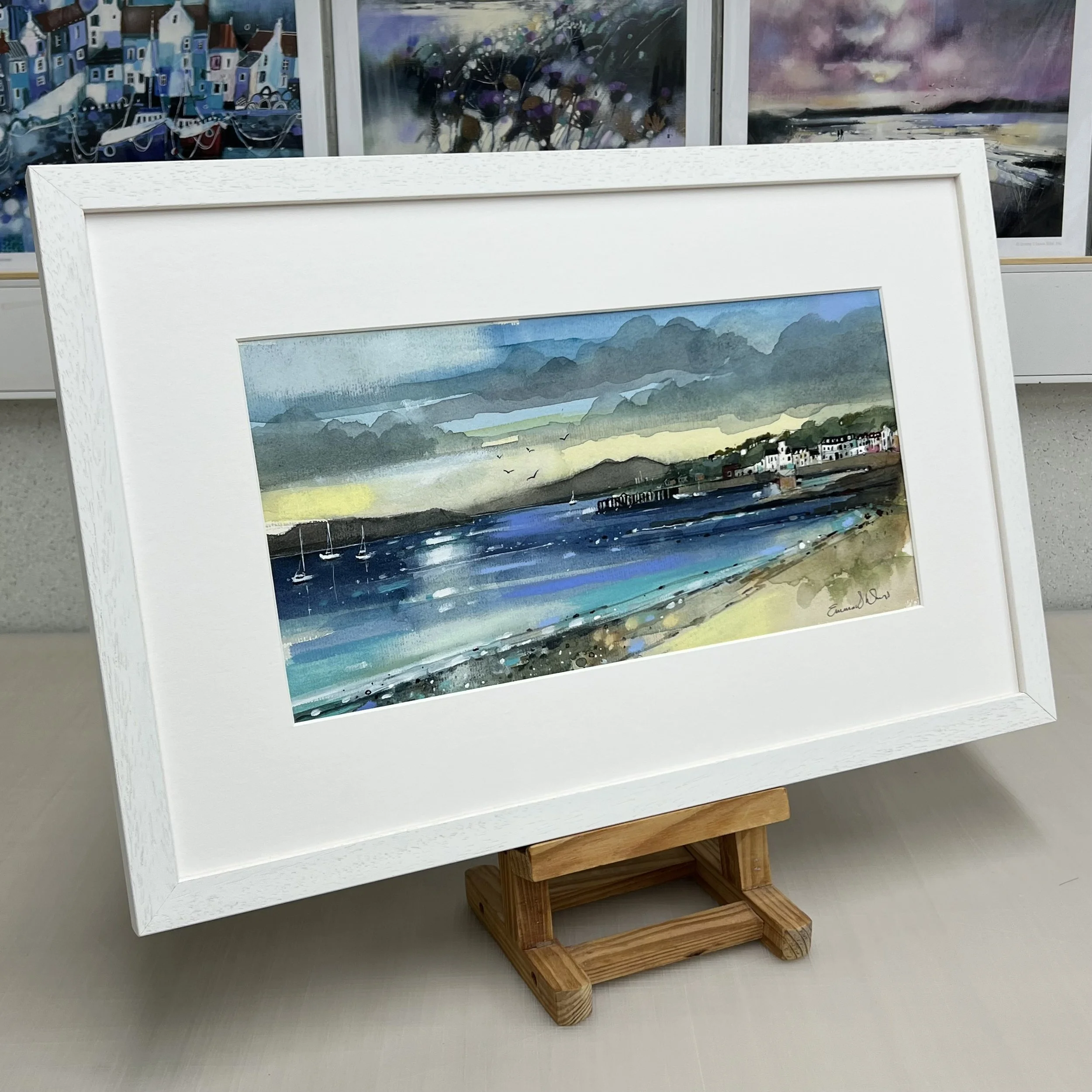 Summer Memories Millport Isle of Cumbrae Original Framed Painting by Emma S Davis Artist Side View
