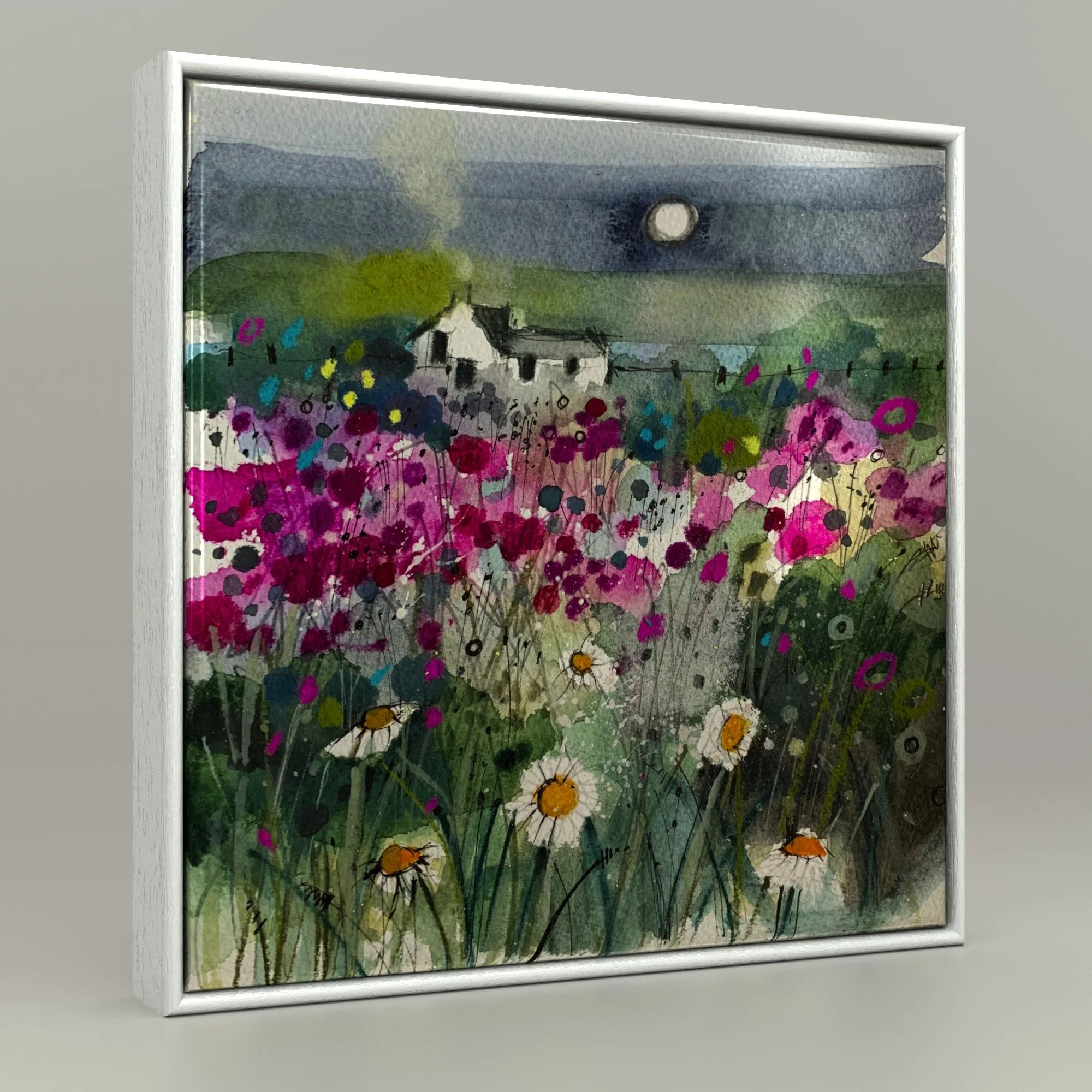 Framed ceramic tile art print of Solitude by Emma S Davis Artist. Capturing the tranquil beauty of a Scottish landscape.