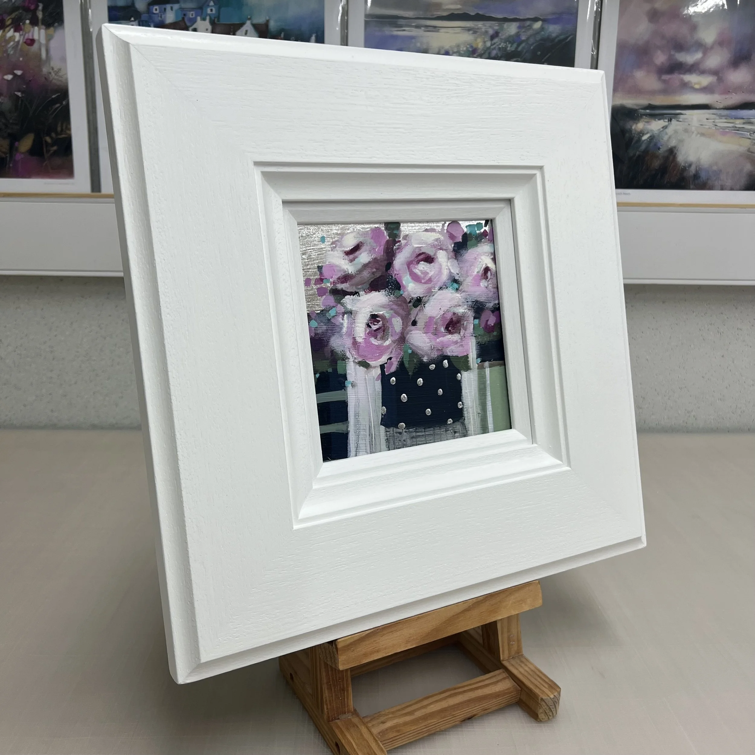 Pink Roses 'Everlasting Love' Framed Original Painting Side View Emma S Davis Artist.jpeg