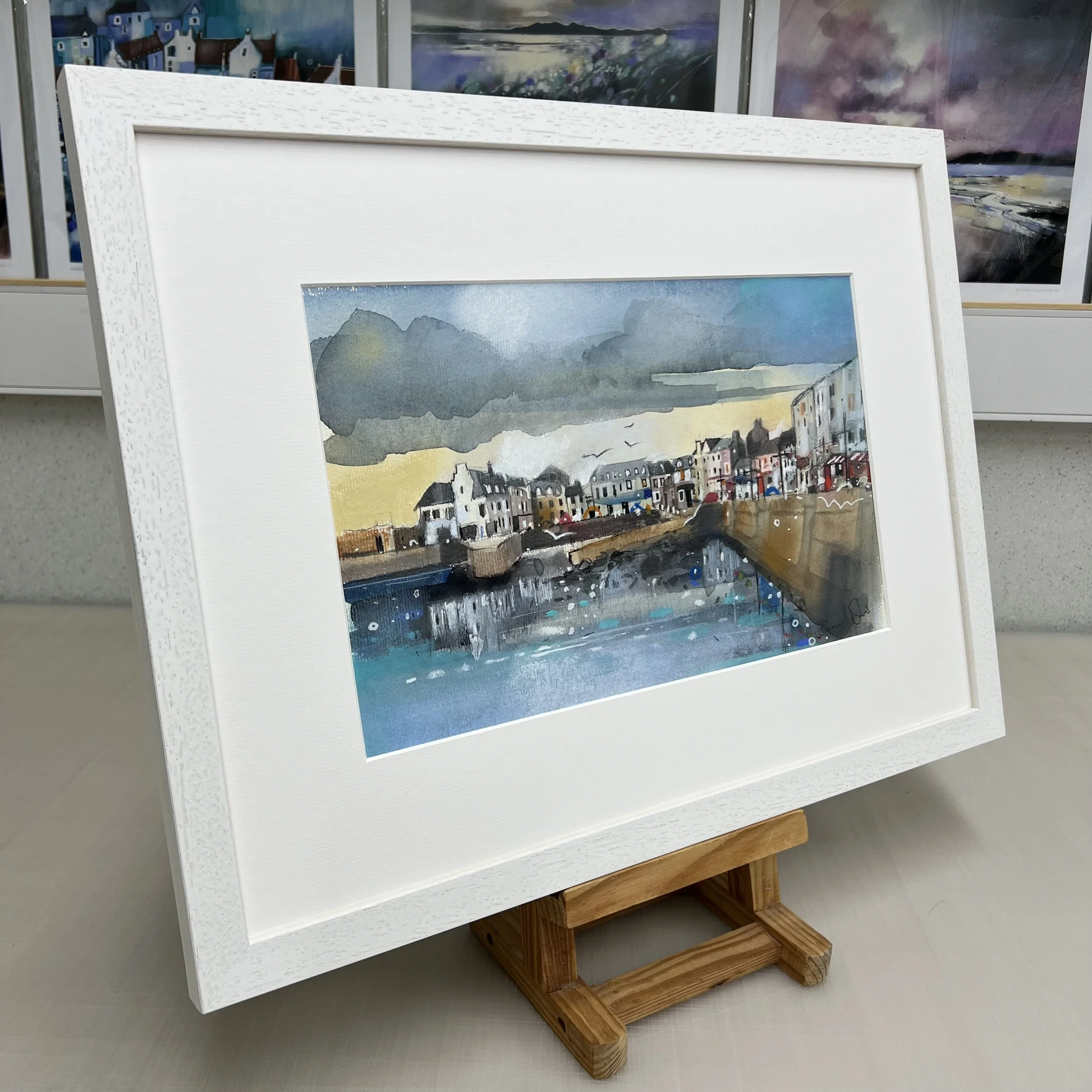 Millport Harbour Original Watercolour Framed Painting Emma S Davis Artist side view