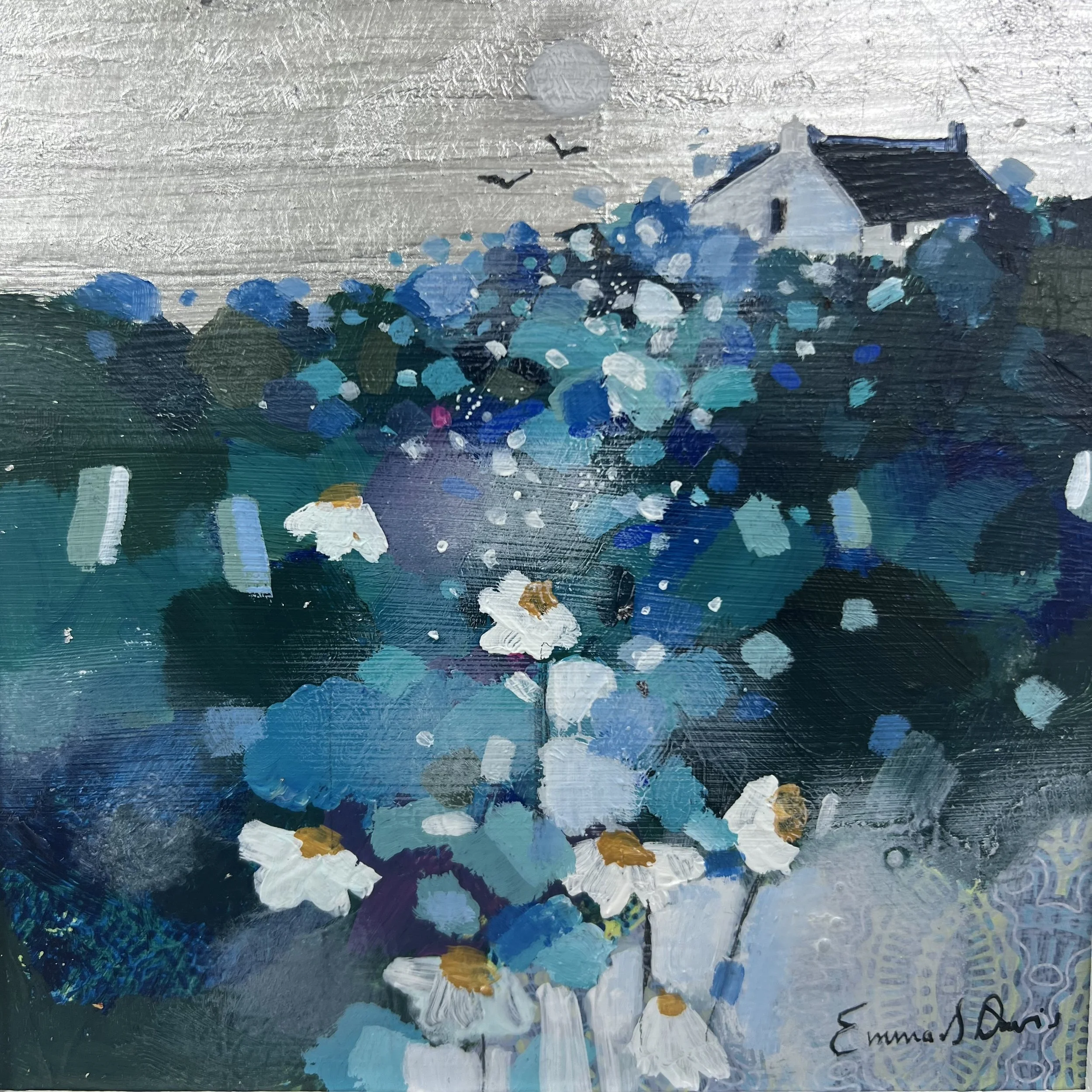 Original Landscape Painting 'Together in Moonlight' by Emma S Davis Scottish Landscape Artist Detailed View