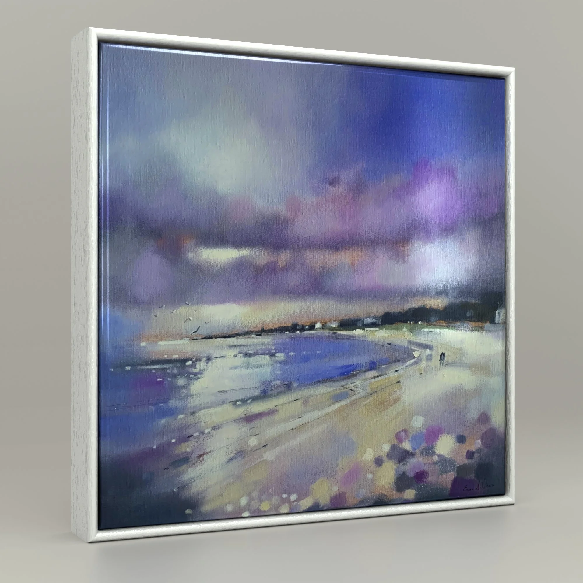 Framed ceramic tile of Summer Days, Elie by Emma S Davis Artist. Capturing the vibrant beauty of Scottish landscapes.
