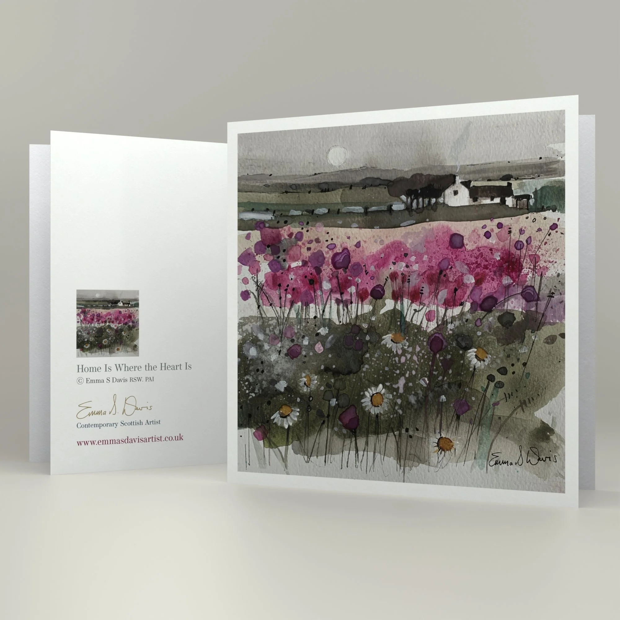 'Home Is Where the Heart Is' Art Greetings Card by Emma S Davis Scottish Landscape Artist