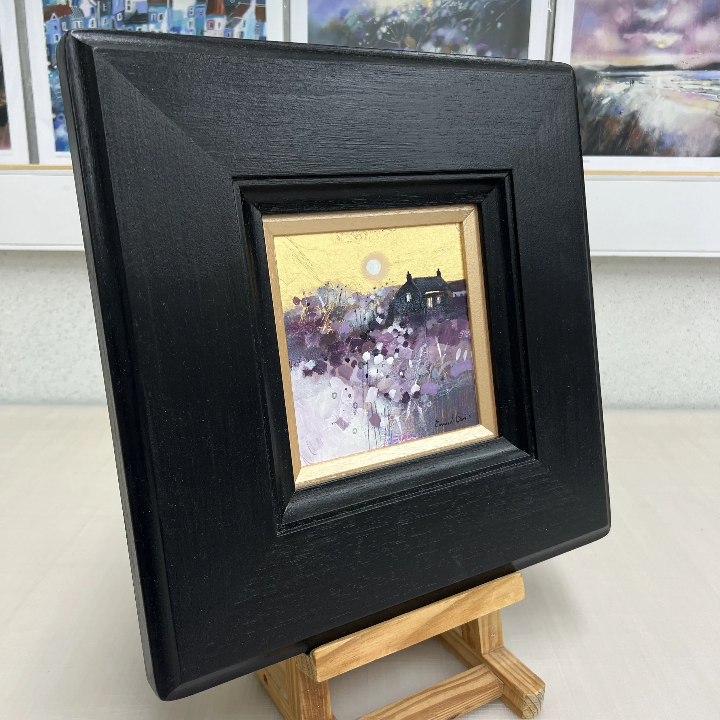 Original framed painting by Emma S Davis 'Moonlit Haven' side view
