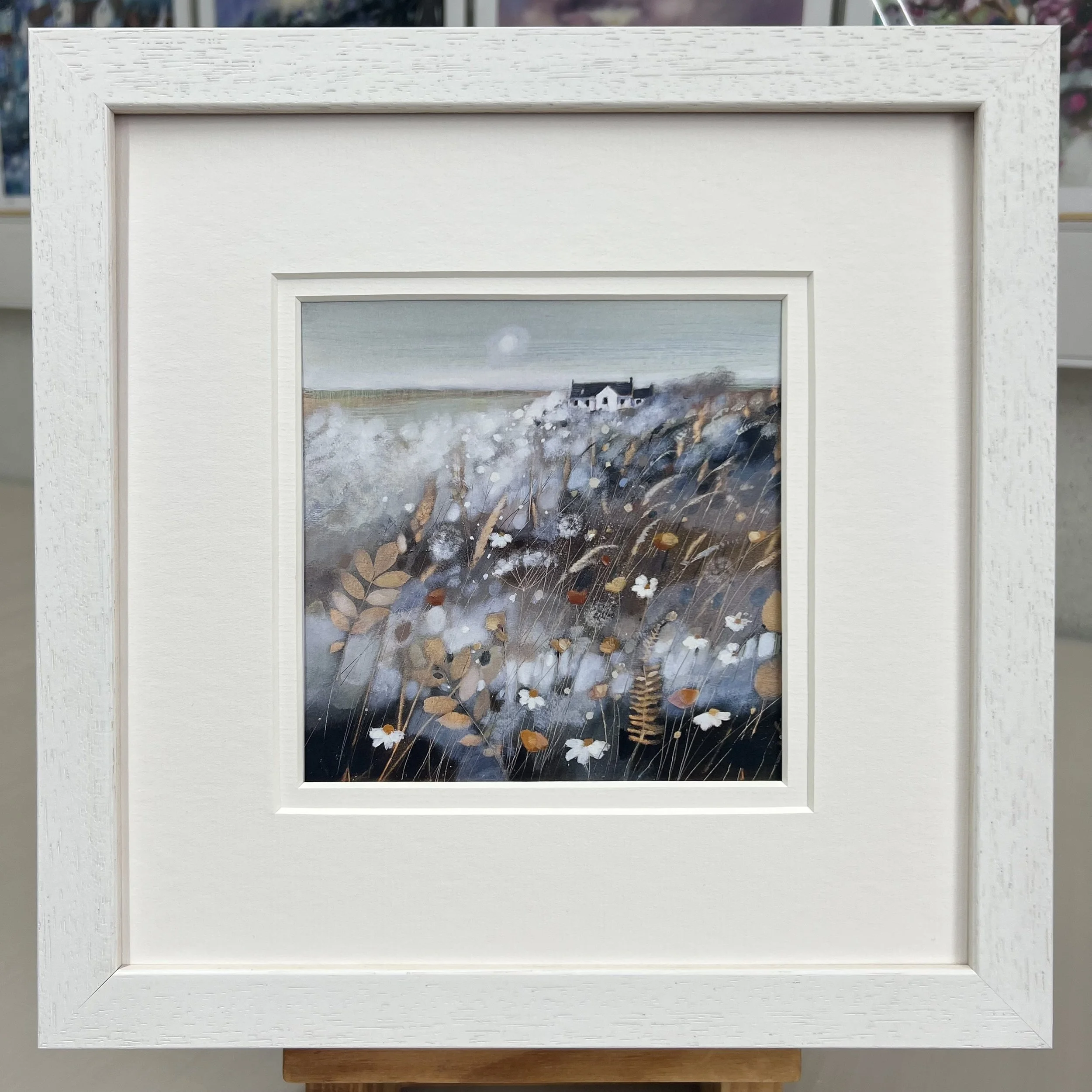 Framed Art Card Isle of Skye by Scottish Landscape Artist Emma S Davis. White Frame Double Mount