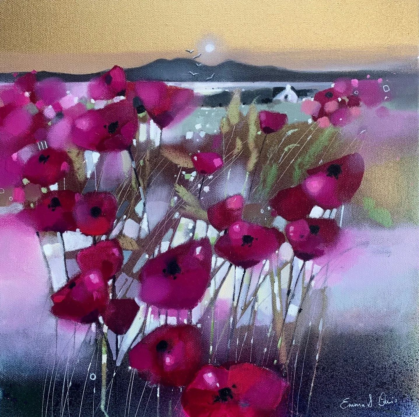 Arran Art Original Oil Painting 'Together in Moonlight' by Emma S Davis Artist