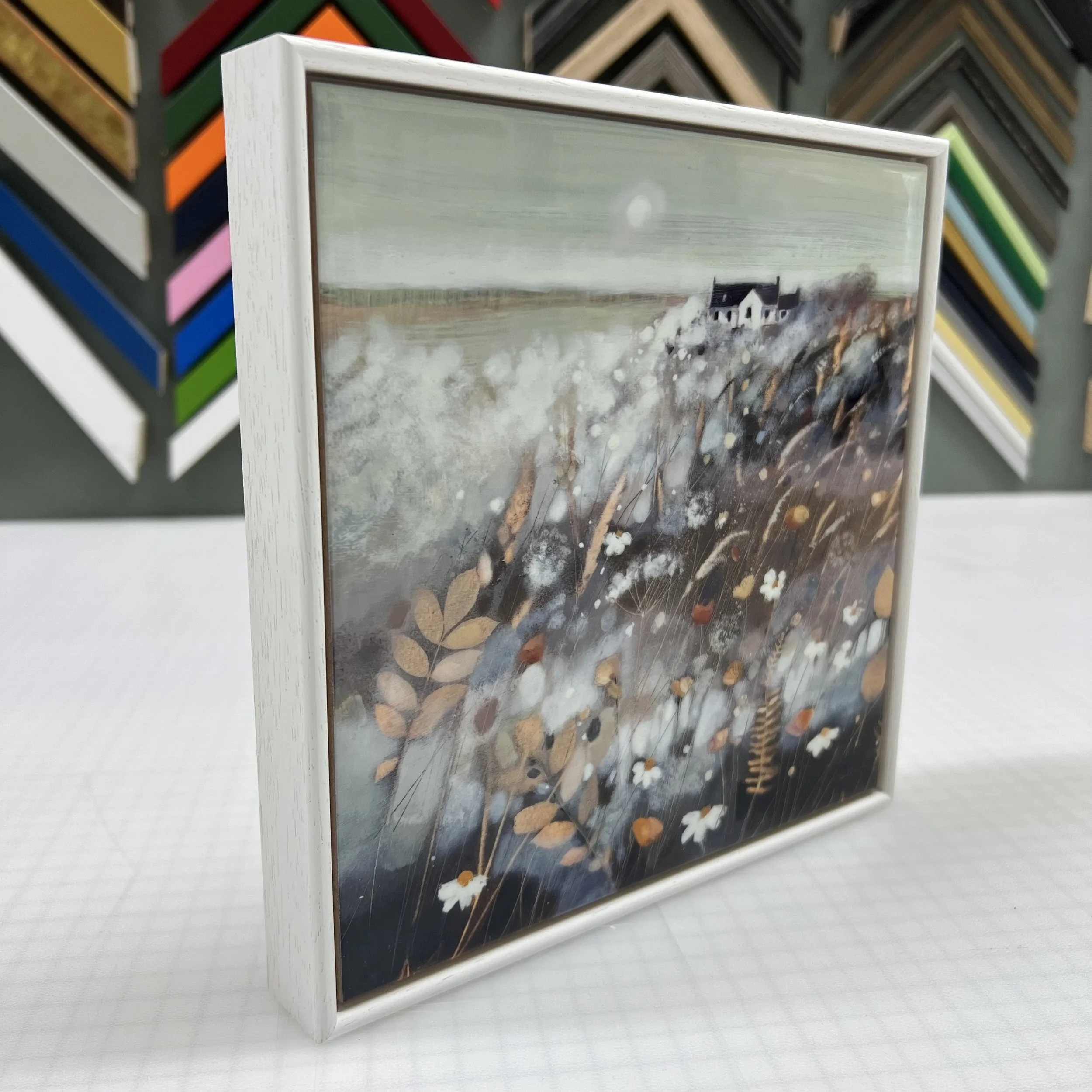 Isle of Skye framed ceramic tile 'Wild Field, Skye' by Emma S Davis Artist. Alternate view.