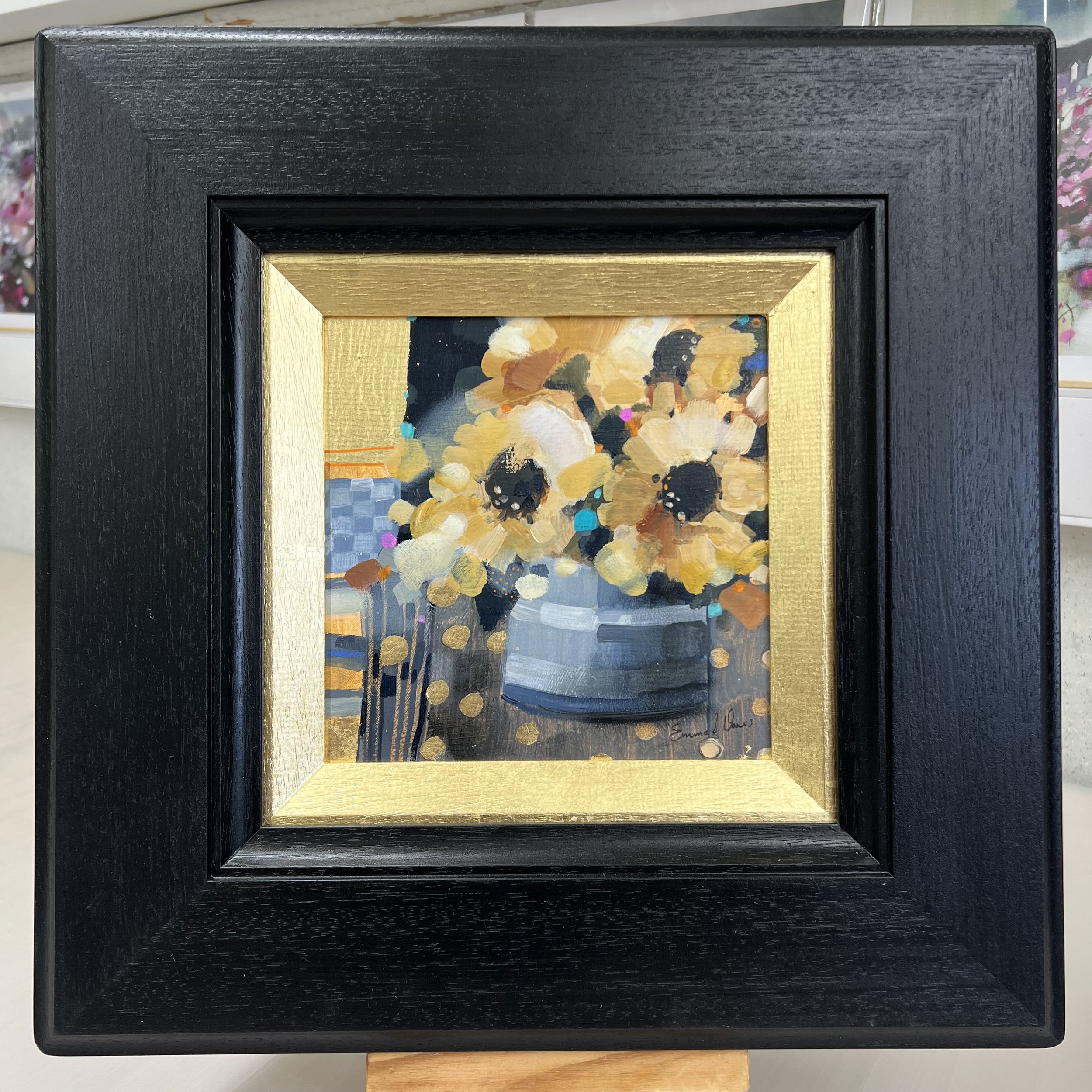 Framed original sunflower painting Towards the Sun by Scottish artist Emma S Davis