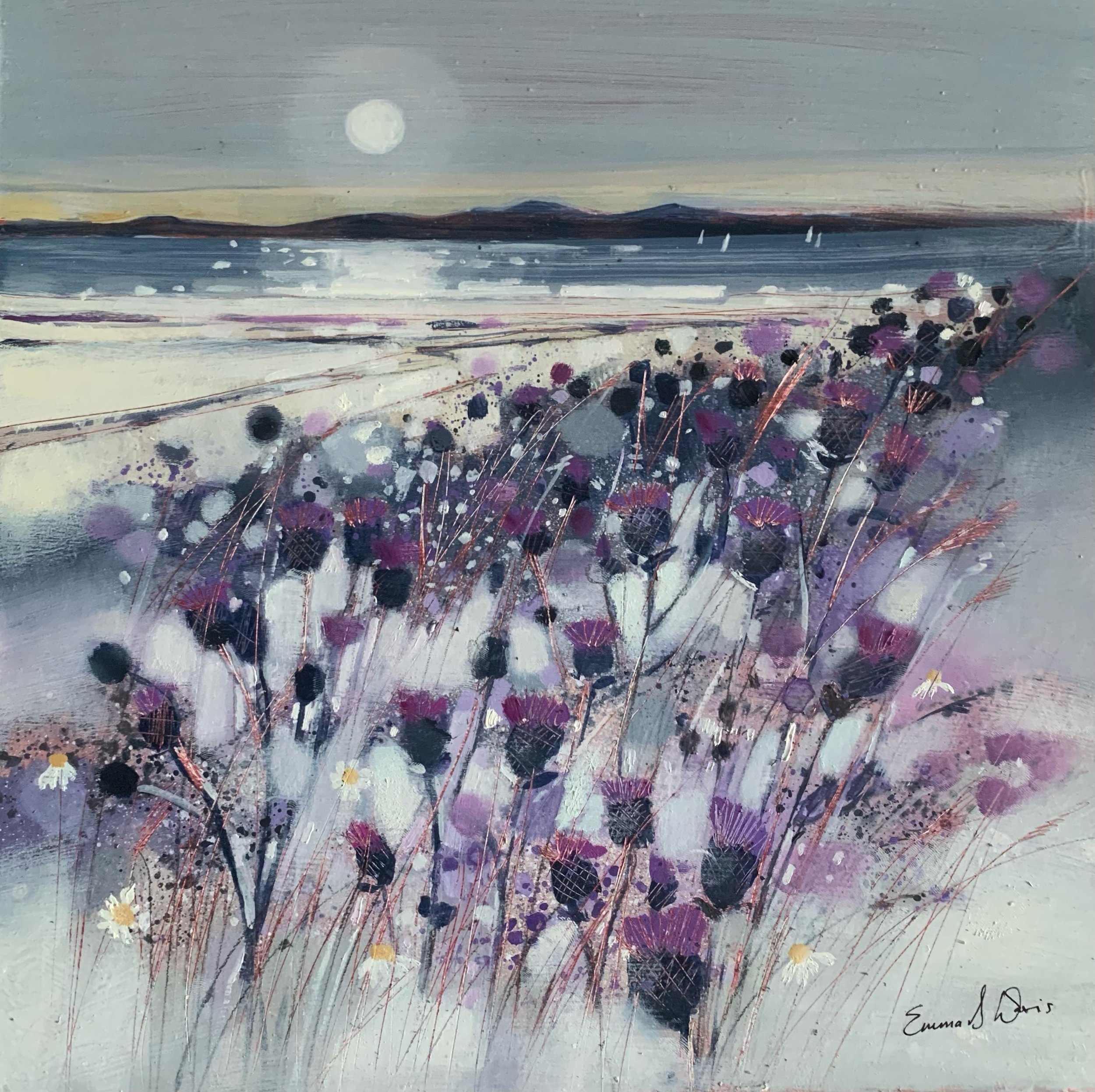 'Flower of Scotland, Arran' framed art card by Emma S Davis Scottish landscape artist