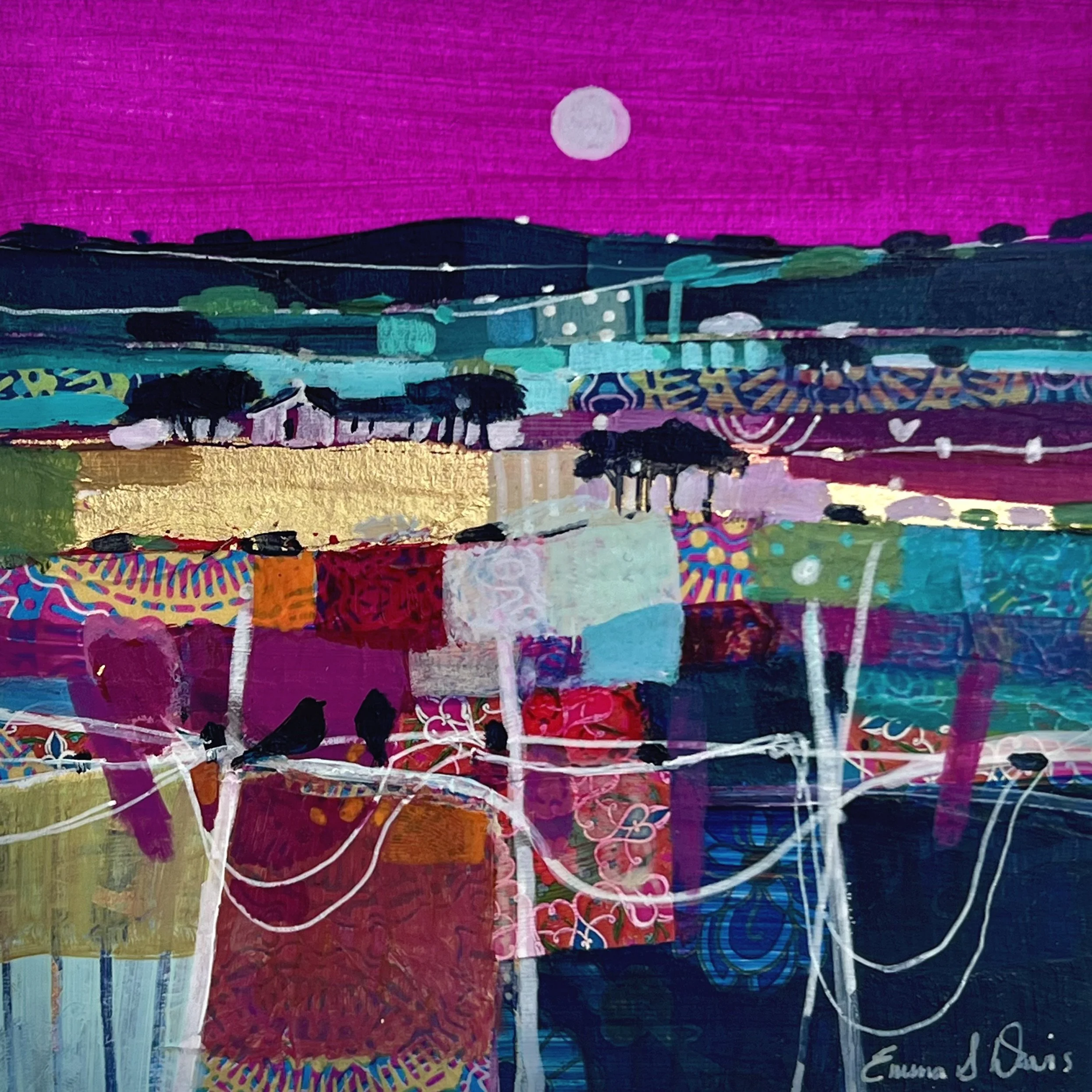 Original painting by Emma S Davis 'With You'. Detailed view.
