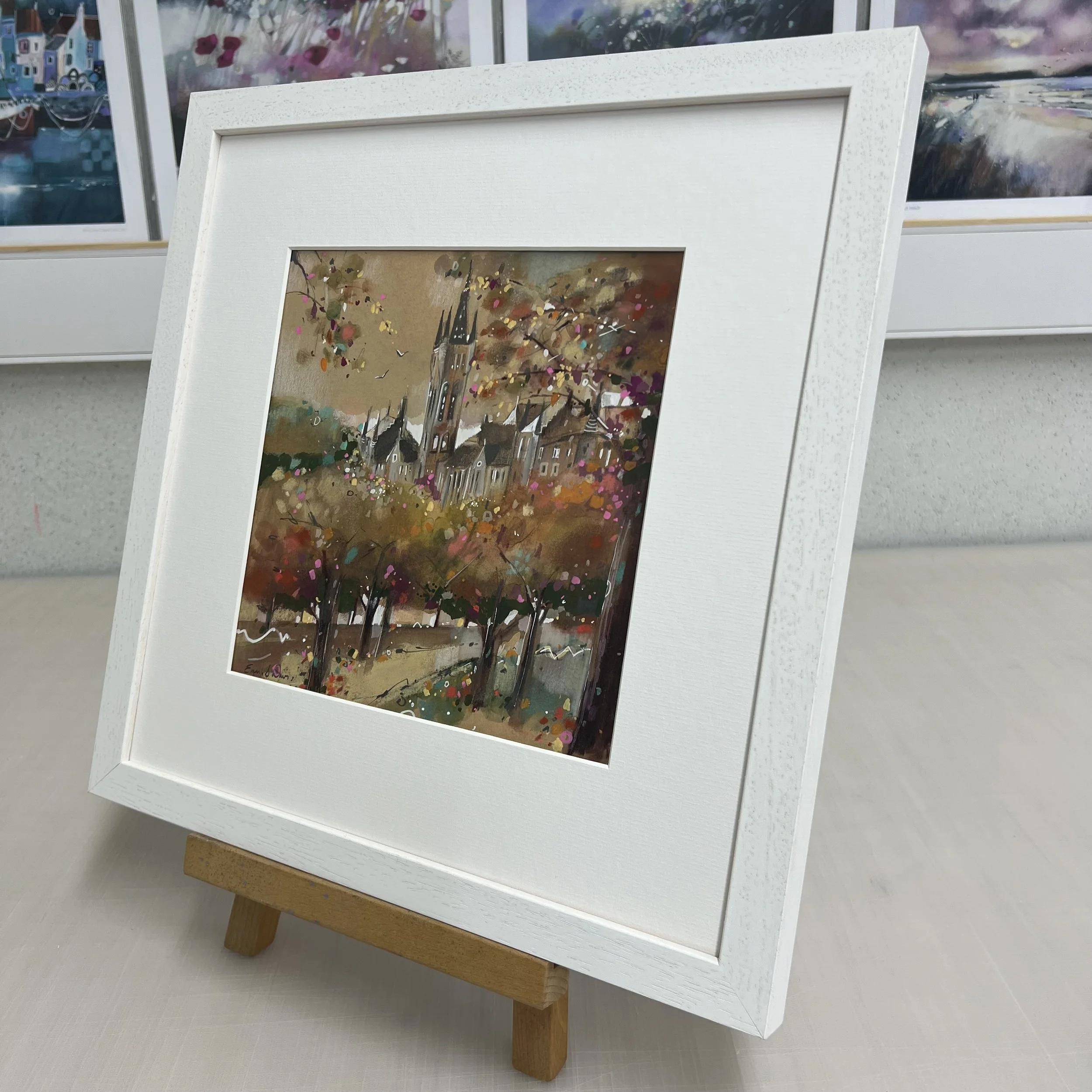 Original Drawing Glasgow University Gilbert Scott Building 'Uni Days' by Emma S Davis Artist. Side view.