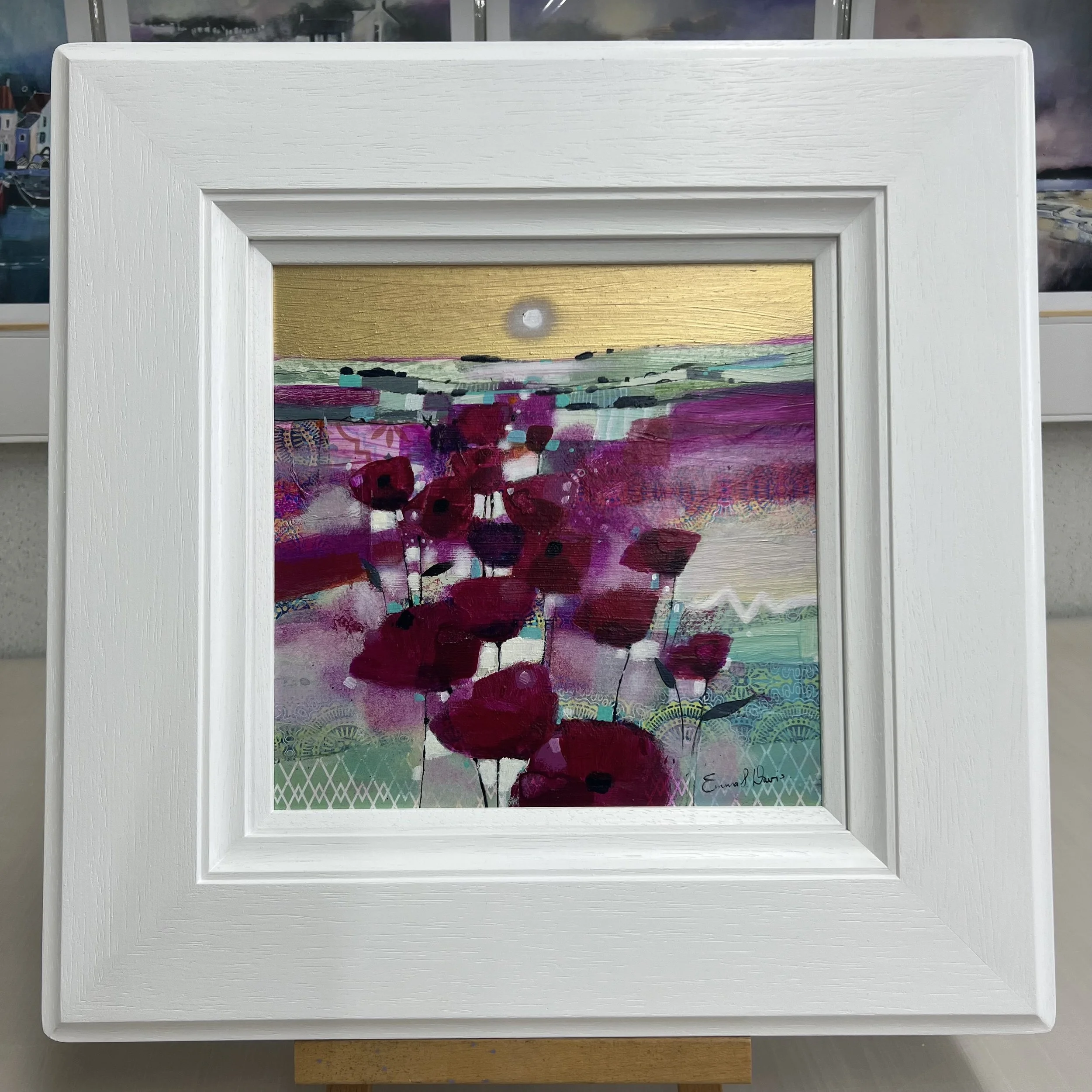 Original Painting Poppies 'Forever Field' Emma S Davis Artist framed view