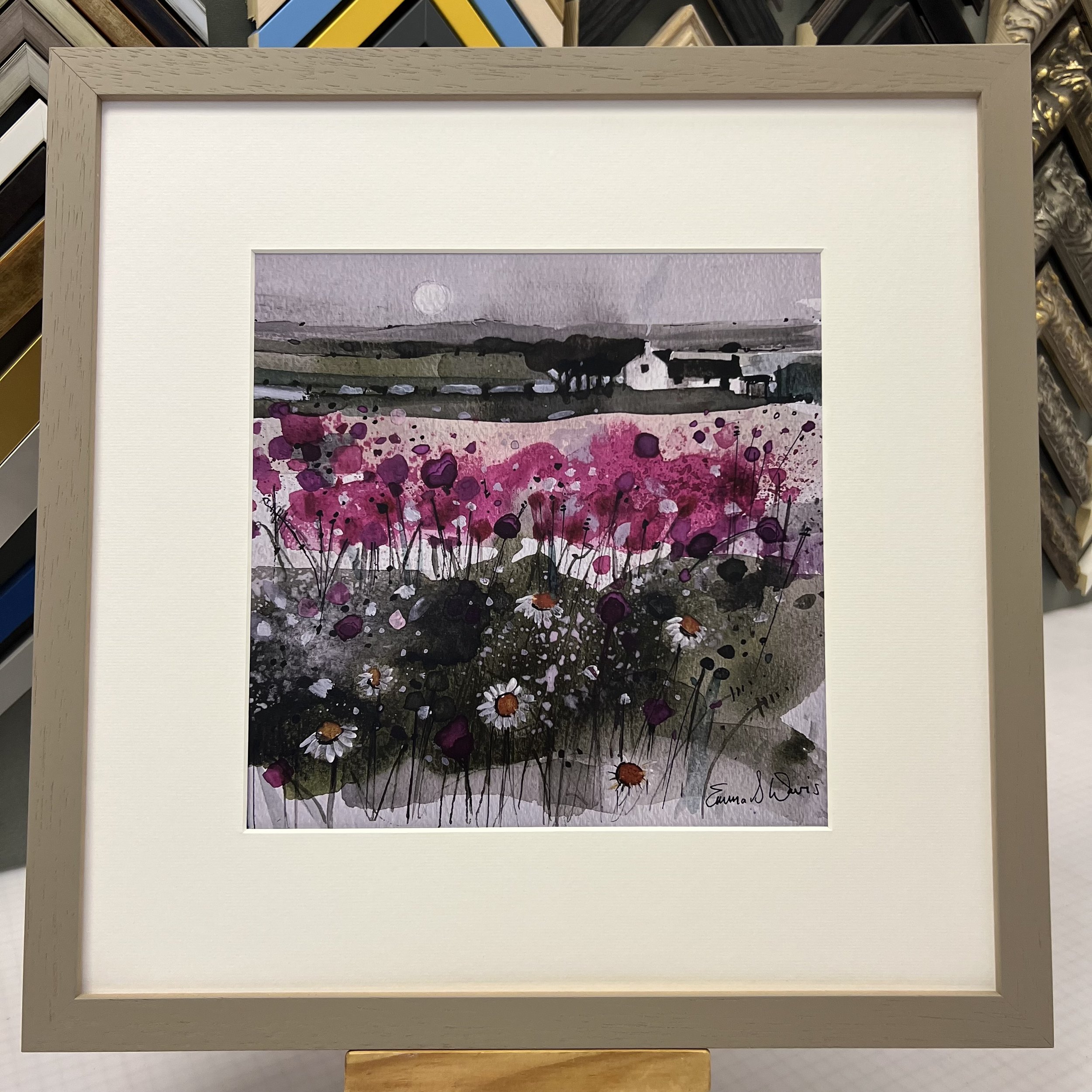Framed light grey 'Home Is Where the Heart Is' open edition print by Emma S Davis Scottish Landscape Artist