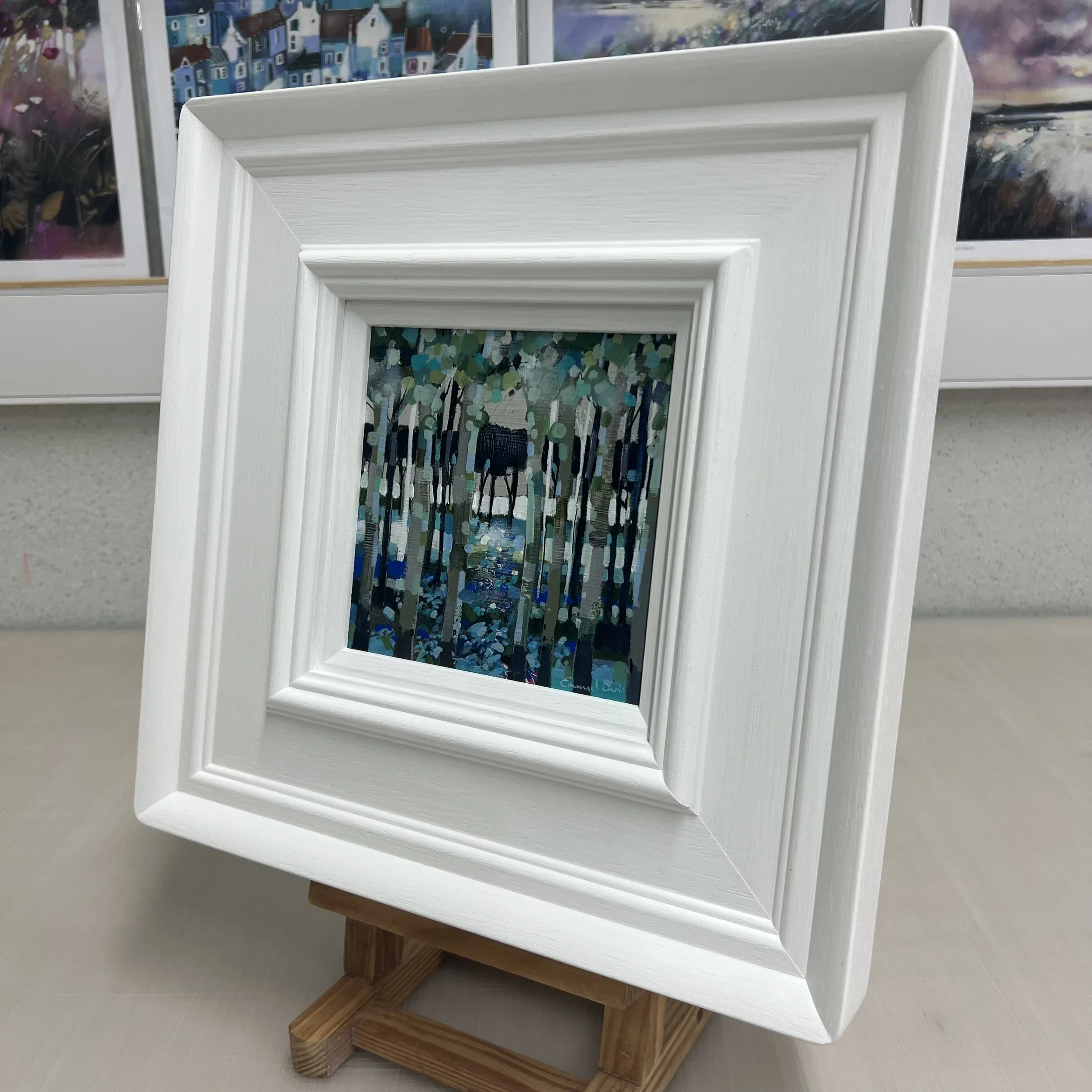 Woodland & Floral Original Painting 'Amongst the Bluebells' Emma S Davis Artist Side View