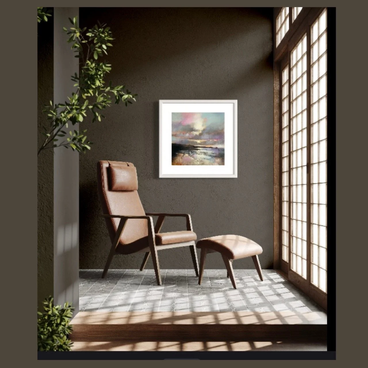 Art Print by Emma S Davis Scottish Landscape Artist. Limited Edition. Beach scene with a couple strolling along the shore.