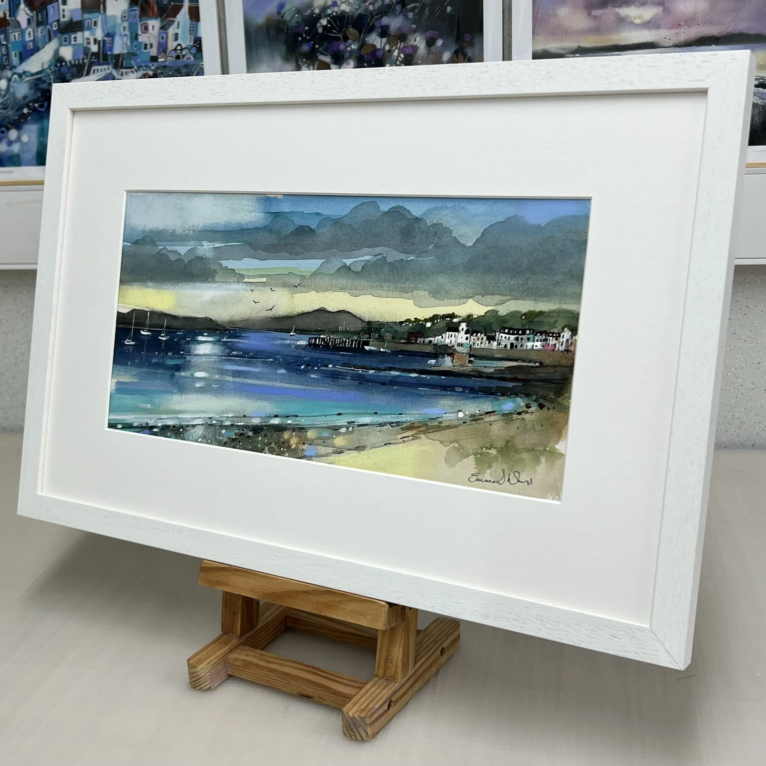 Summer Memories Millport Isle of Cumbrae Original Framed Painting by Emma S Davis Artist view from side