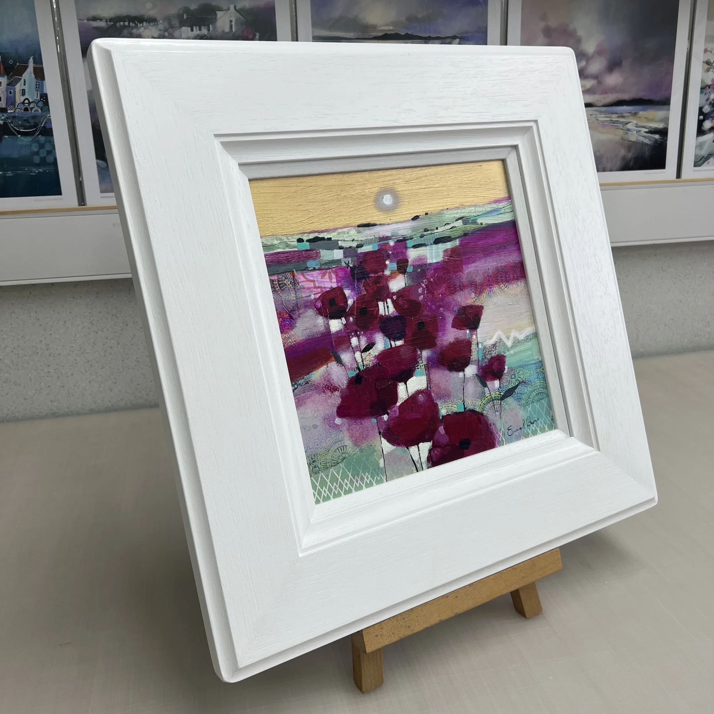 Original Painting Poppies 'Forever Field' Emma S Davis Artist angled view