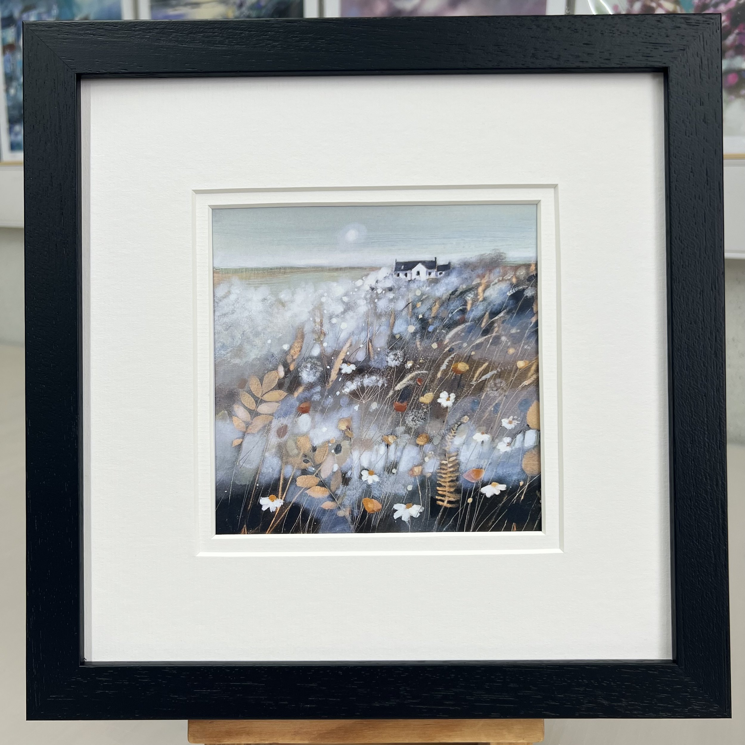 Framed Art Card Isle of Skye by Scottish Landscape Artist Emma S Davis. Black Frame Double Mount