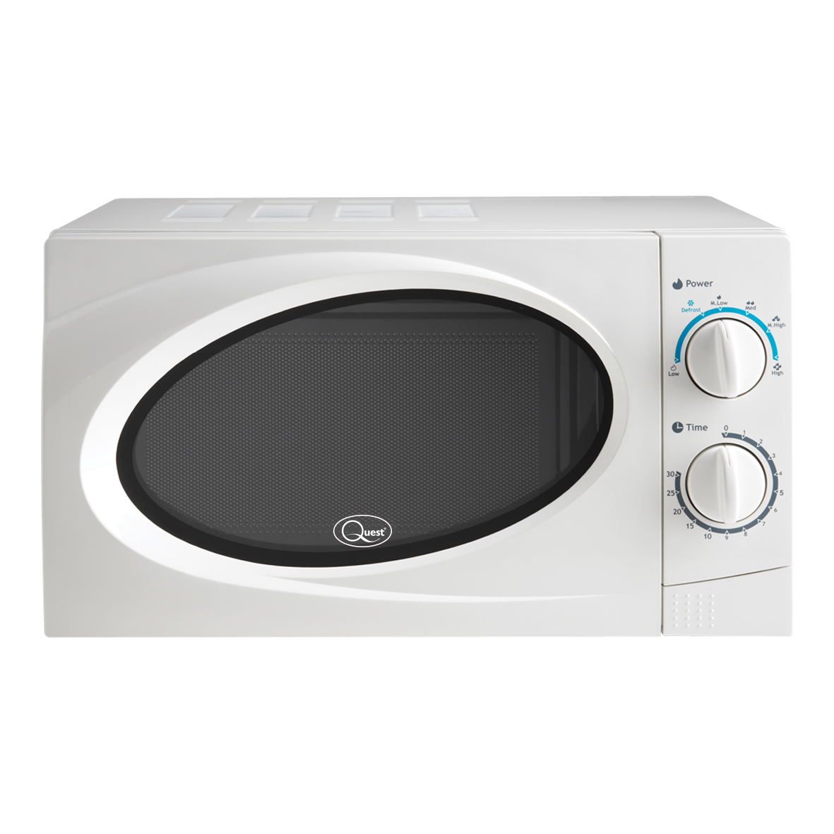 Easy to Operate Quest 35860 Black Classic Dial Microwave H26 x W32 x L46cm 700W Cook Reheat and Defrost Energy Class A 20 Litre Capacity 