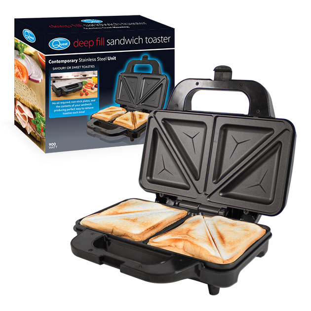 Decen Deep Fill Sandwich Toastie Waffle Maker 3 in 1 1200W Sandwich Maker with 5-Gears Temperature Control LED Indicator Display with Cool Touch Handle/Black Non-Stick Coating 
