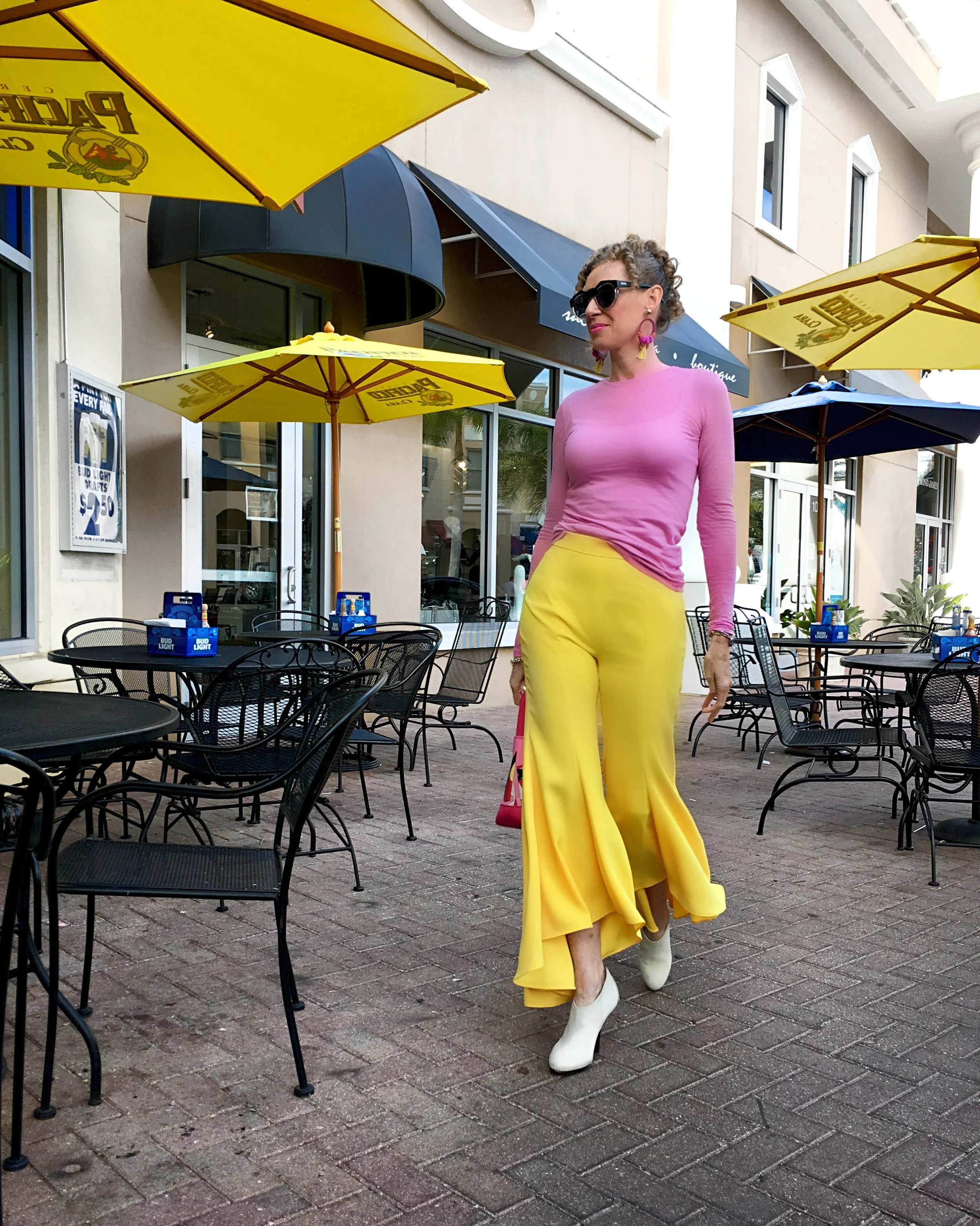Zara flares and Cos sweater, shopping in Main St, Lakewood Ranch