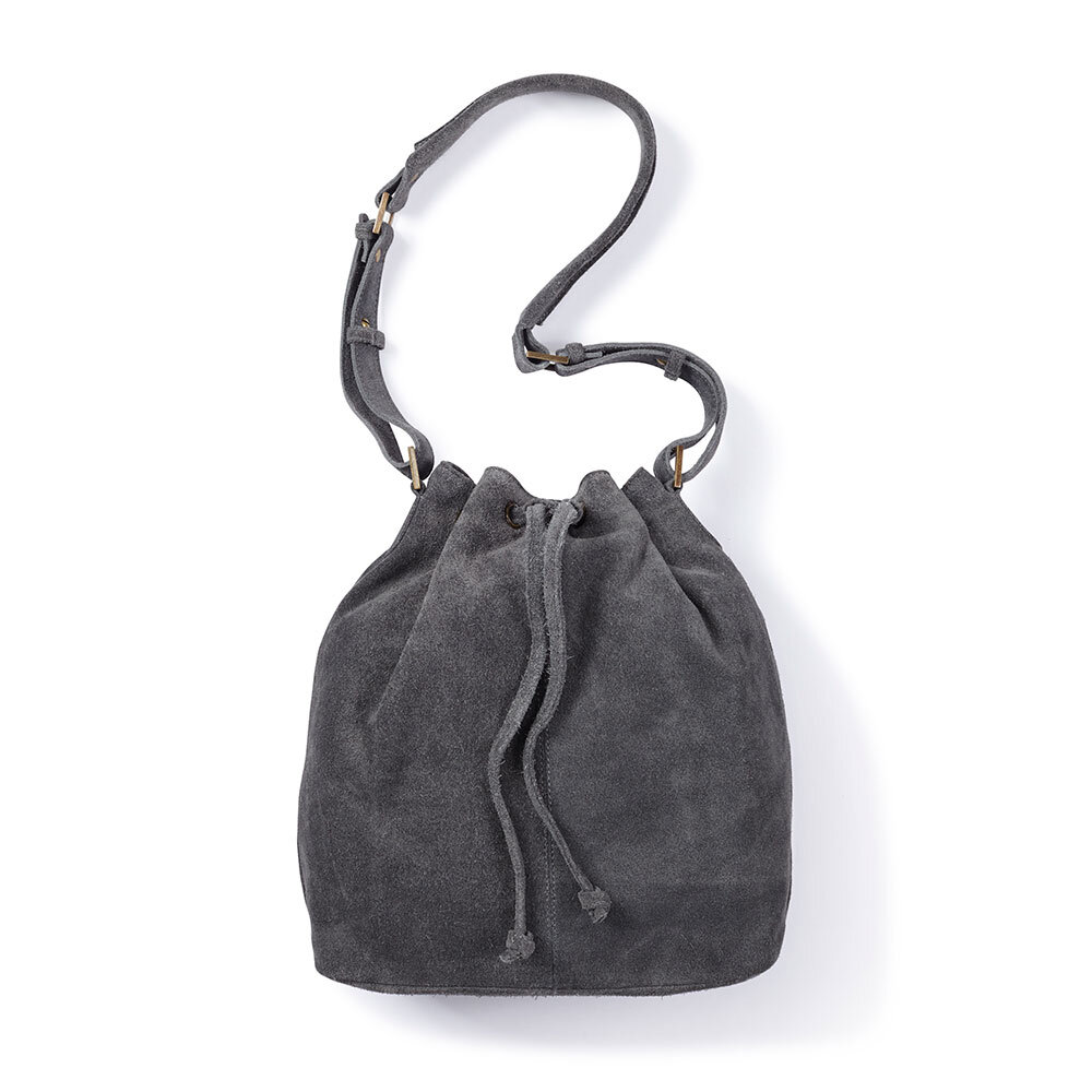 Grey Suede Bag, Sourced by Oxfam, £20.99