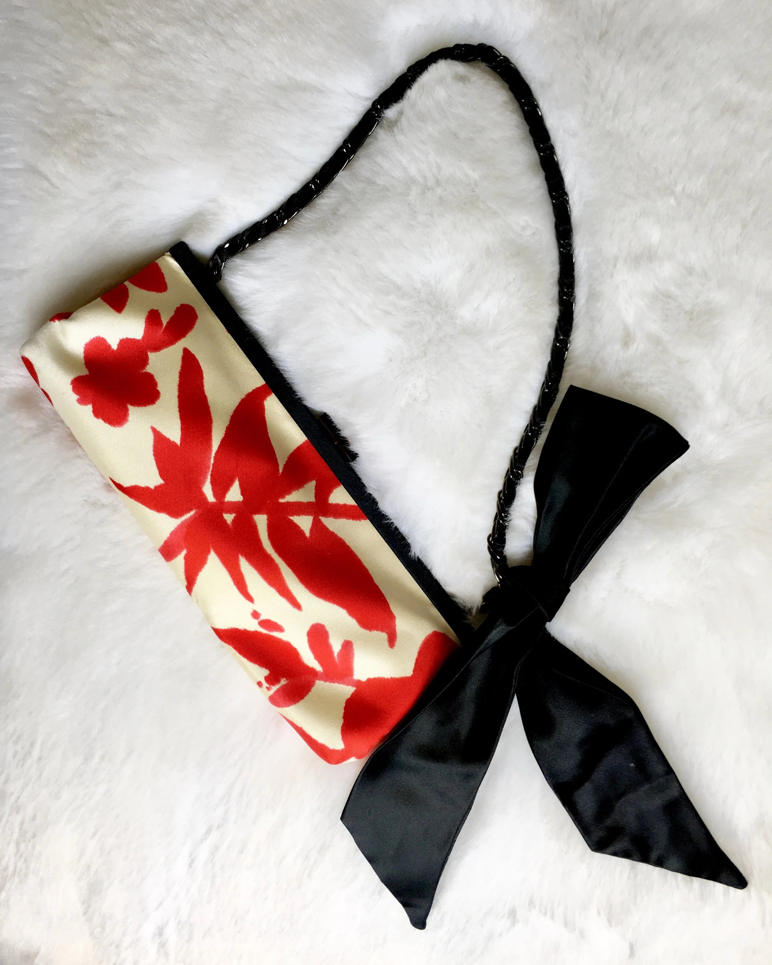 Ivory &amp; Red Floral Clutch