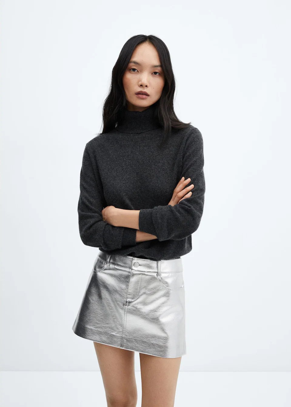 Mango Silver Foil Skirt.jpg.jpg