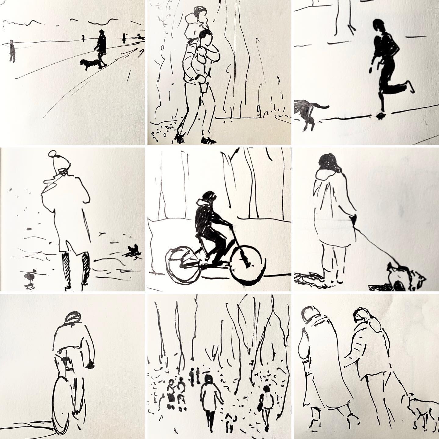 Lockdown III, sketches of locals on the move in North London... results of daily loitering on Hampstead  Heath and in Highgate woods trying to capture my subjects before they spot me/run/cycle away/set their dog on me.

The last series I did was in t