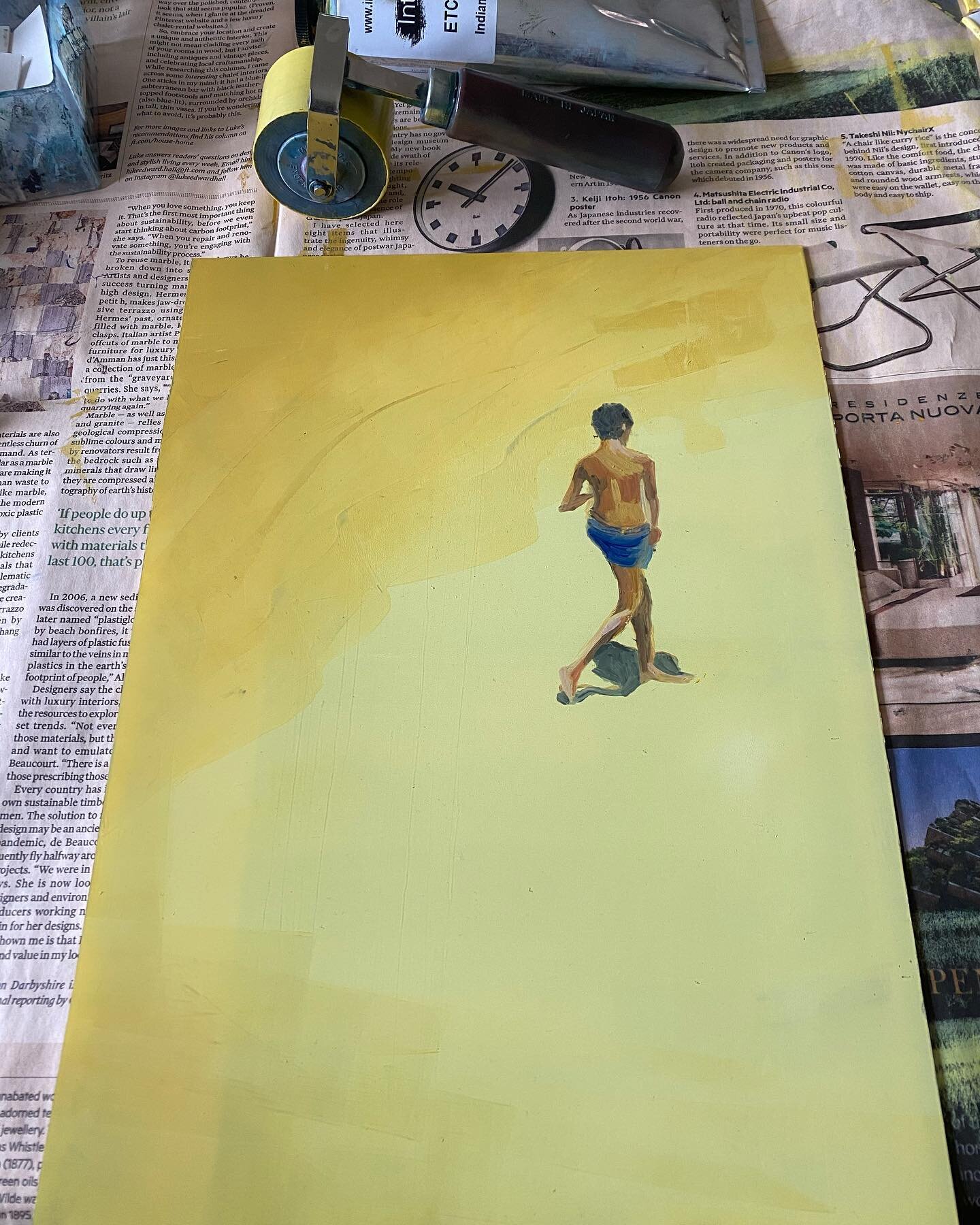 Today&rsquo;s work in progress... I&rsquo;m enjoying my new inks!

A4 monotype 
.
.

#beach #boy #beachlife #beachwalker #summer #holiday #yellow #family #art #monotype #painting #originalprints #printmaking #mentalhealth #arttherapy #colour #strengt