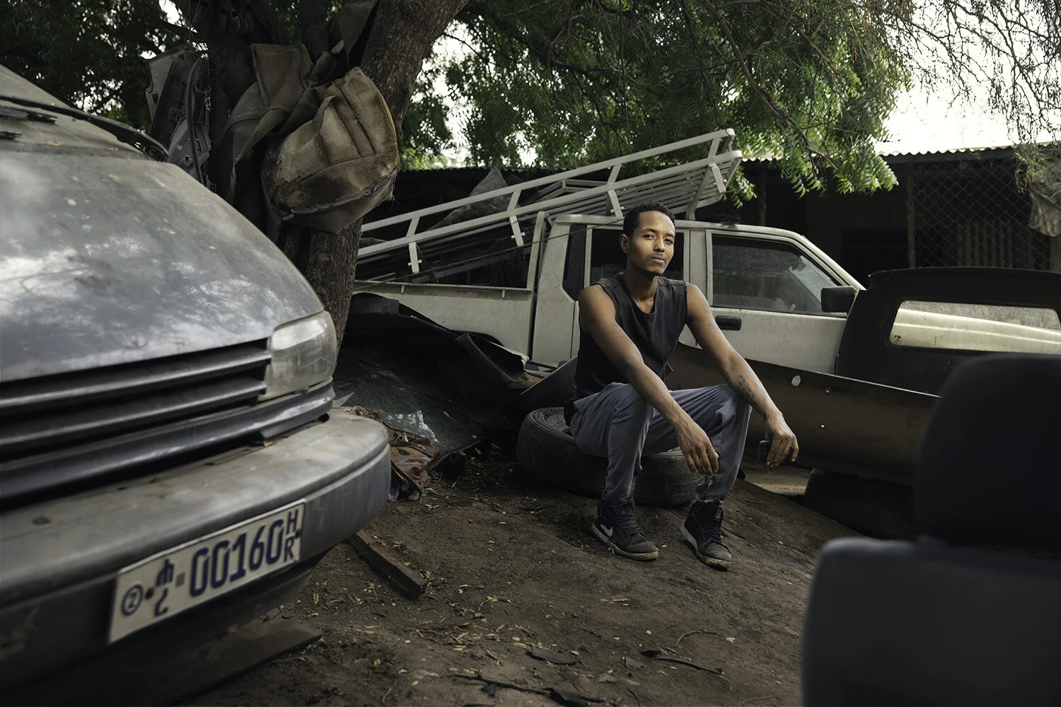 A mechanic takes a break from his work in Dire Dawa, Ethiopia.
