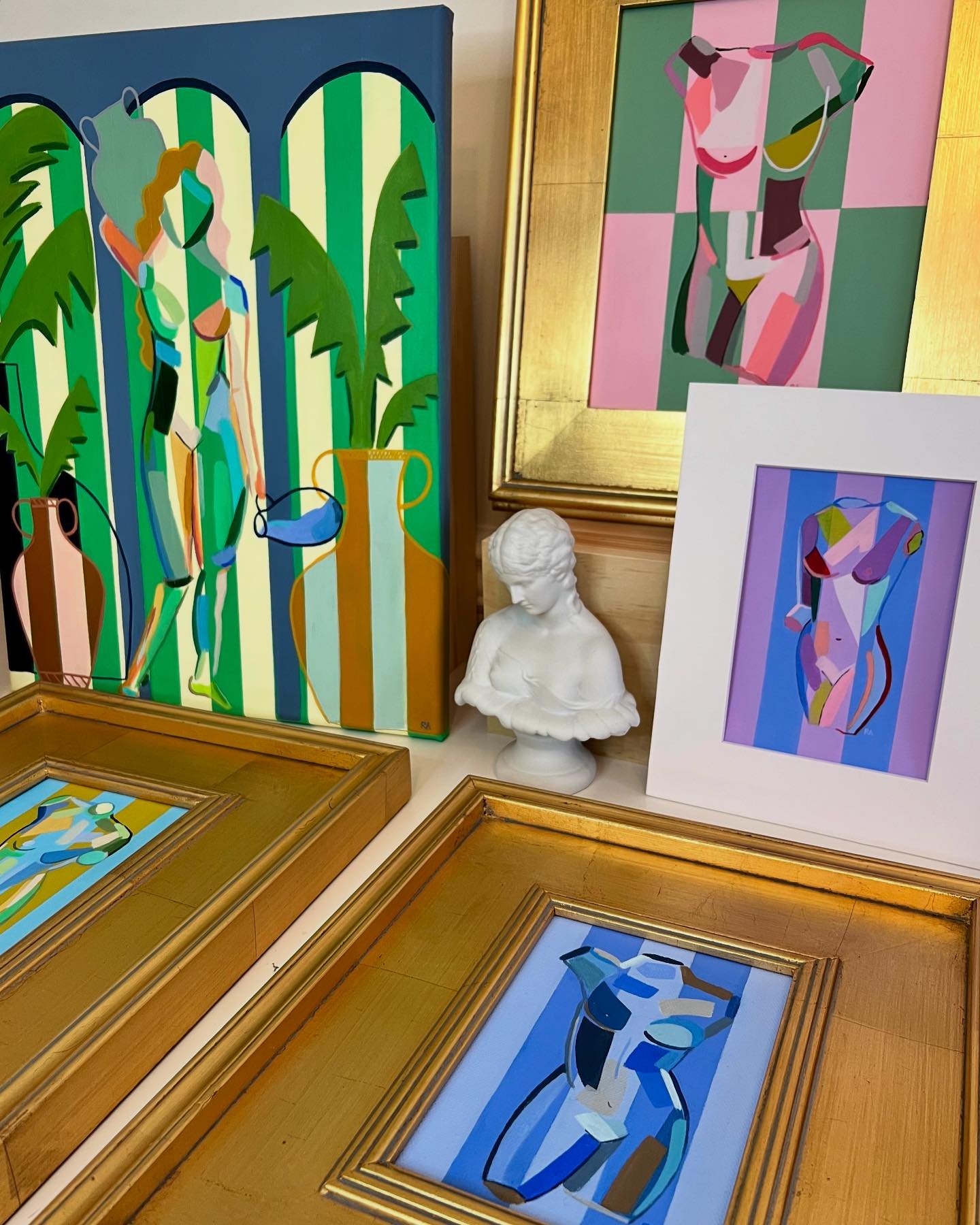 Tomorrow! 12 brand new torsos celebrating female strength and resilience in bold, saturated colors. 

To make this collection extra special I&rsquo;ve framed many of the pieces in beautiful wood frames with the perfect gold leaf patina. Old meets mod