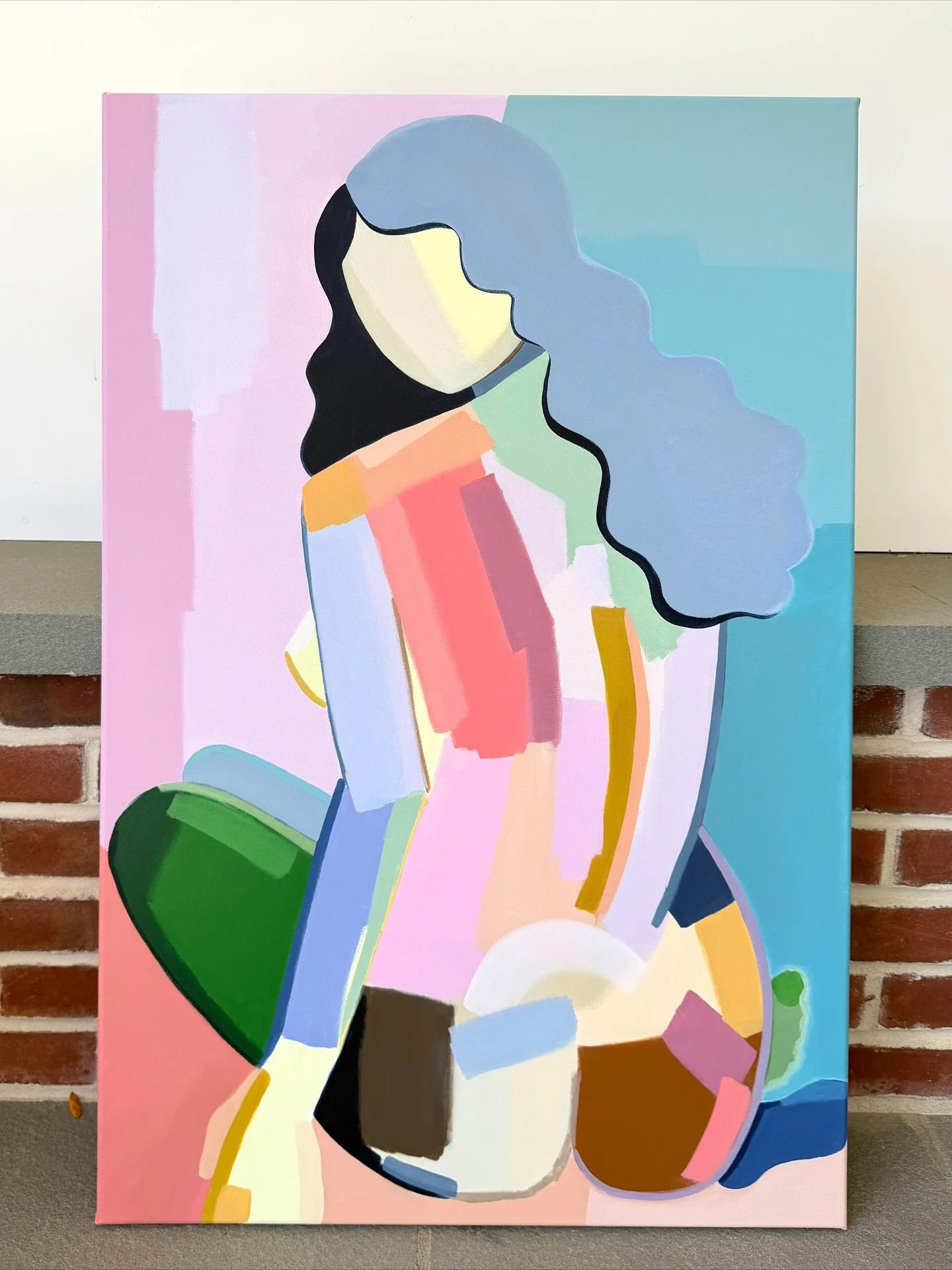 Currently working on a companion for this colorful figure I painted for @skinfluencerva beautiful new med spa in Richmond, VA. 

When Sherri reached out and told me she wanted to have original art in her treatment rooms I was thrilled&mdash;and not j