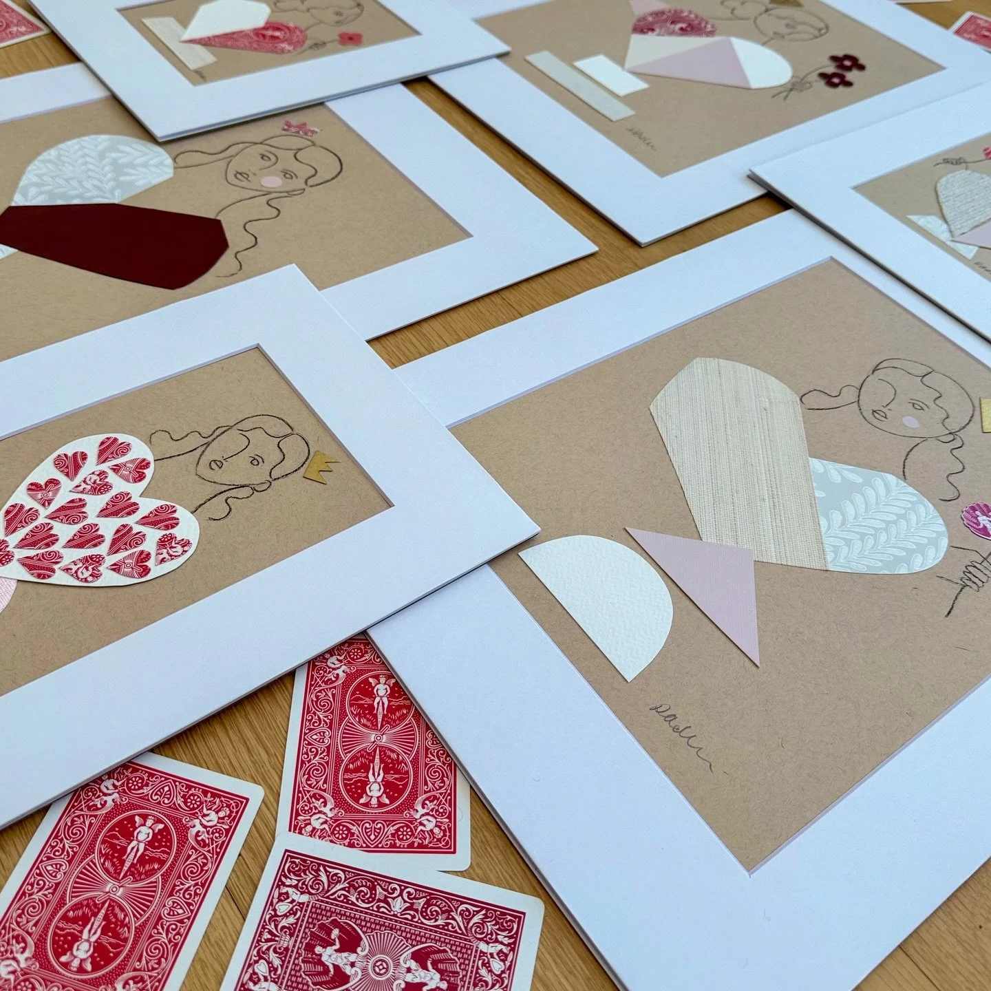 Feeling the love (and vacuuming up all the paper snippets) this week. Queen of Hearts collages launch tomorrow 12pm EST with @laa_artcollective