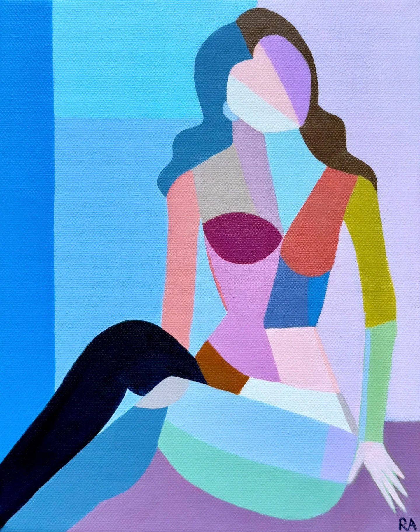 It&rsquo;s all about the angles. And that bold stripe of cerulean. Highlighting more babes from this colorful collection and thinking about painting them BIG. 

[sold]