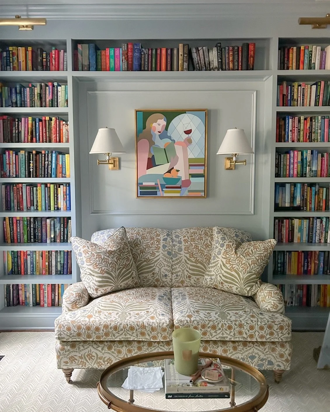 Swooning! Thank you @carolinestevensoninteriors @shelfie.queen for trusting me with this commission. It was such a joy to work with these talented, creative women. I&rsquo;m in love with this space 📚🍷❤️

✨✨✨Repost @carolinestevensoninteriors
This a