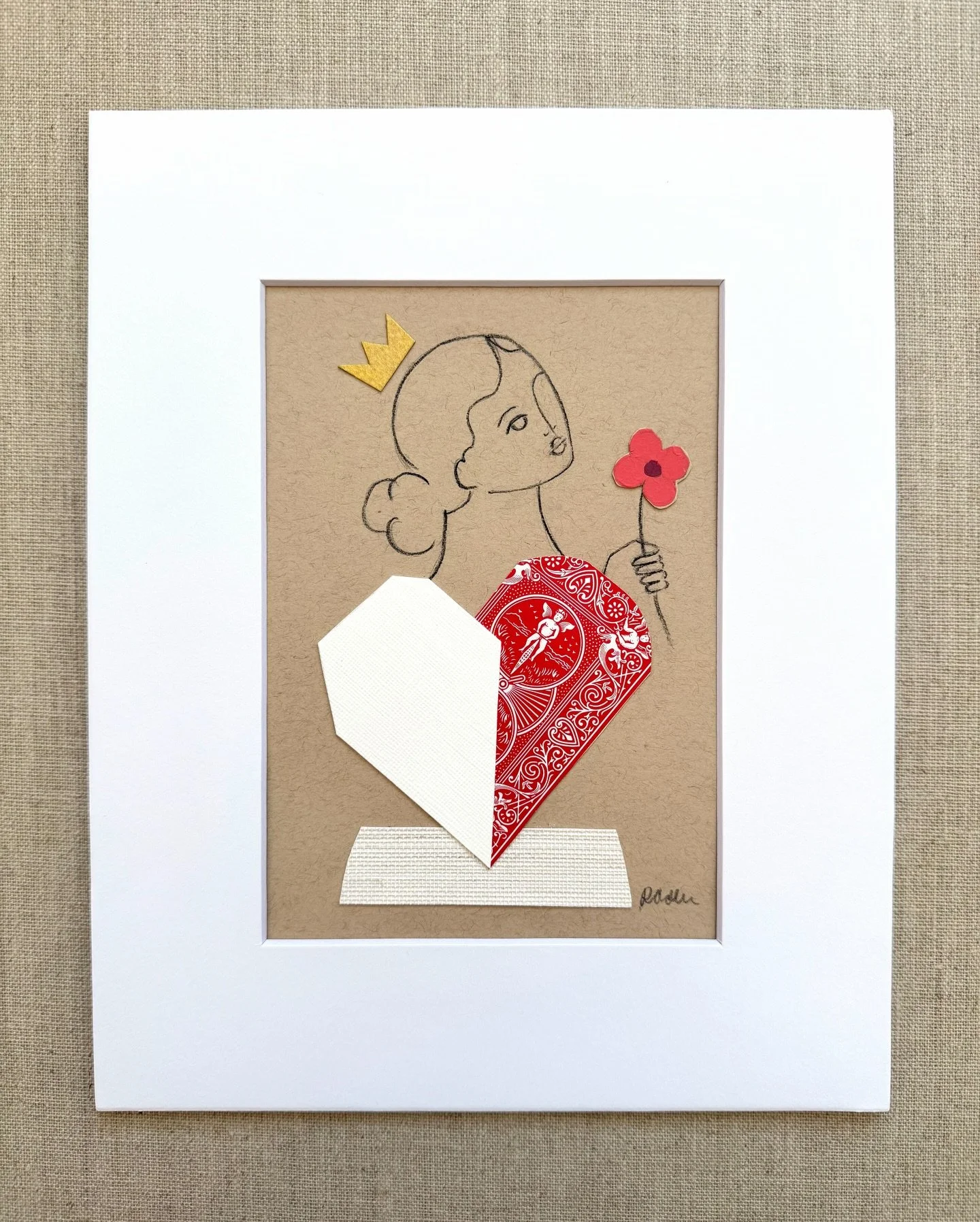 Original art for the OG Queen of Hearts. These mixed media cutouts, created with love and playing cards, make the perfect Mother&rsquo;s Day gift. They might even get you out of brunch. Available @laa_artcollective &hearts;️