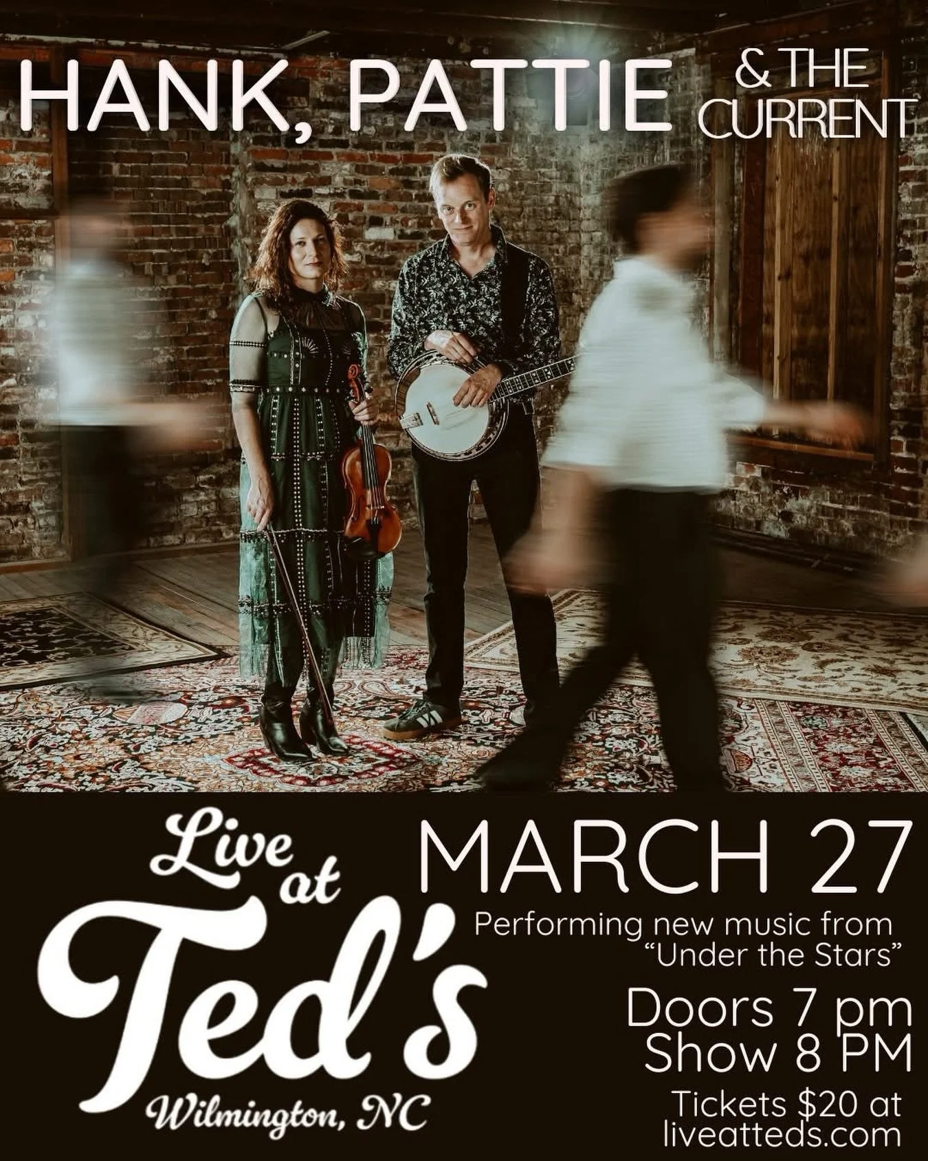 Wilmington, NC - we&rsquo;re headed back your way next weekend! We can&rsquo;t wait to play @liveatteds again! Limited tickets remain, so if you&rsquo;d like to hang with us, grab yours at liveatteds.com 🪕🎻

#hankandpattie #hankpattieandthecurrent 