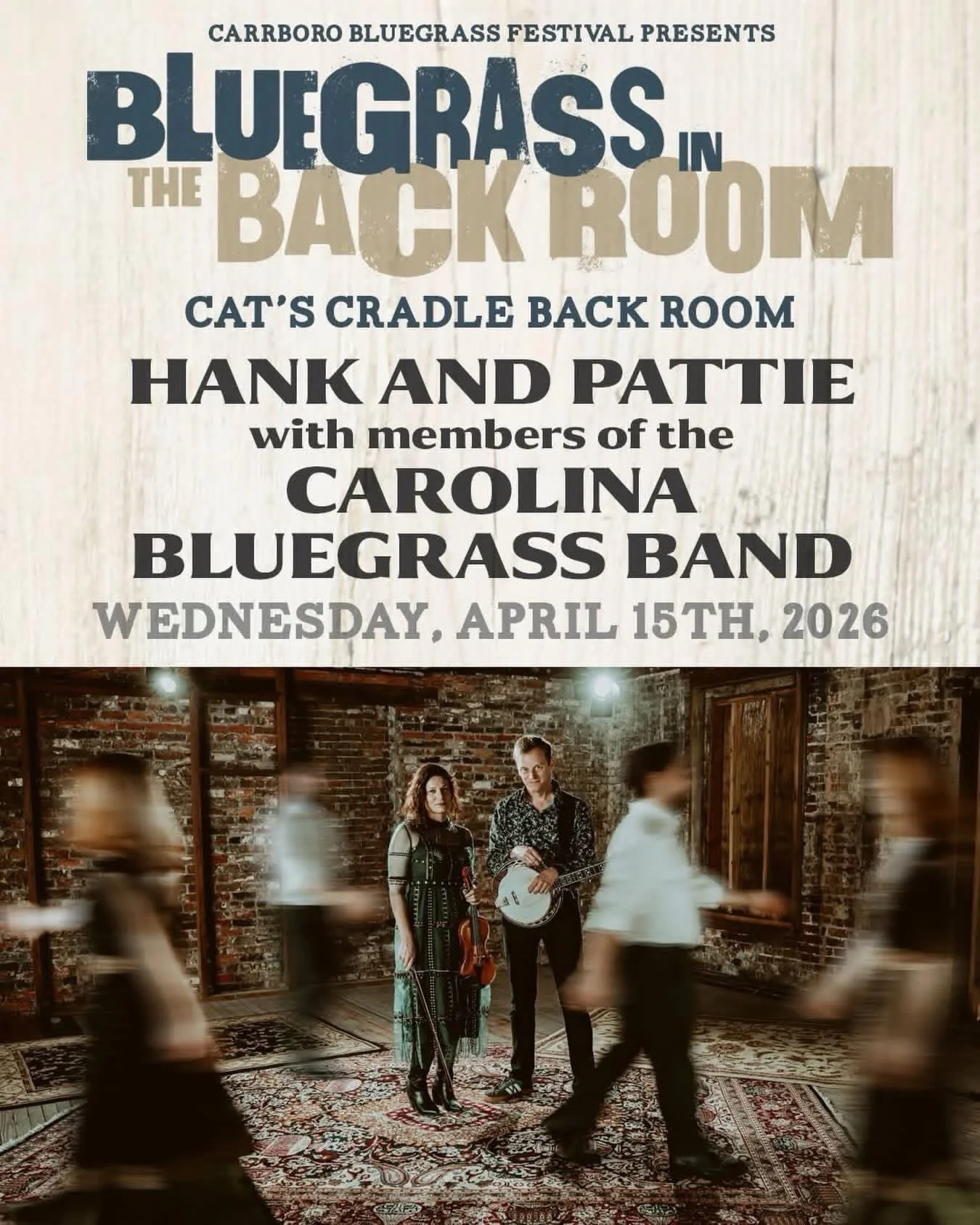 No foolin&rsquo; - we have two really fun shows on the way in April! 

On the 15th, we&rsquo;re playing @catscradlenc Bluegrass in the Back Room with members of the @carolinabluegrassband - @uncchapelhill&rsquo;s official bluegrass ensemble! 

Then o