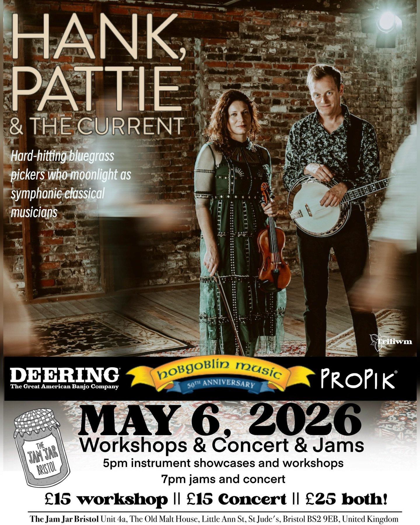 Friends in the UK! We are teaming up with @hobgoblinmusic1976 and two of our favorite brands, @deeringbanjos and @propikfingerpicks, to give our UK fans a chance to attend a special workshop and performance at @thejamjar_bristol in Bristol on Wednesd