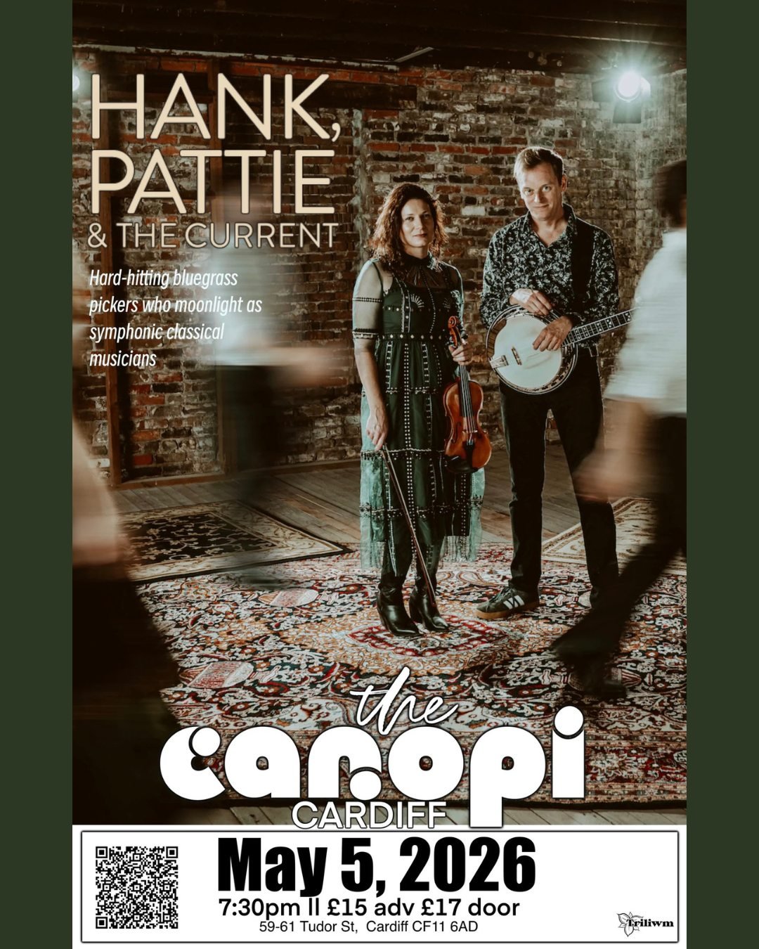 Cardiff - we're excited to visit you at @thecanopicardiff on May 5! 🎻 New songs, old tunes, and everything in between. Ticket link in bio!

#hankandpattie #cardiff #uktour #bluegrass #americanauk #wales