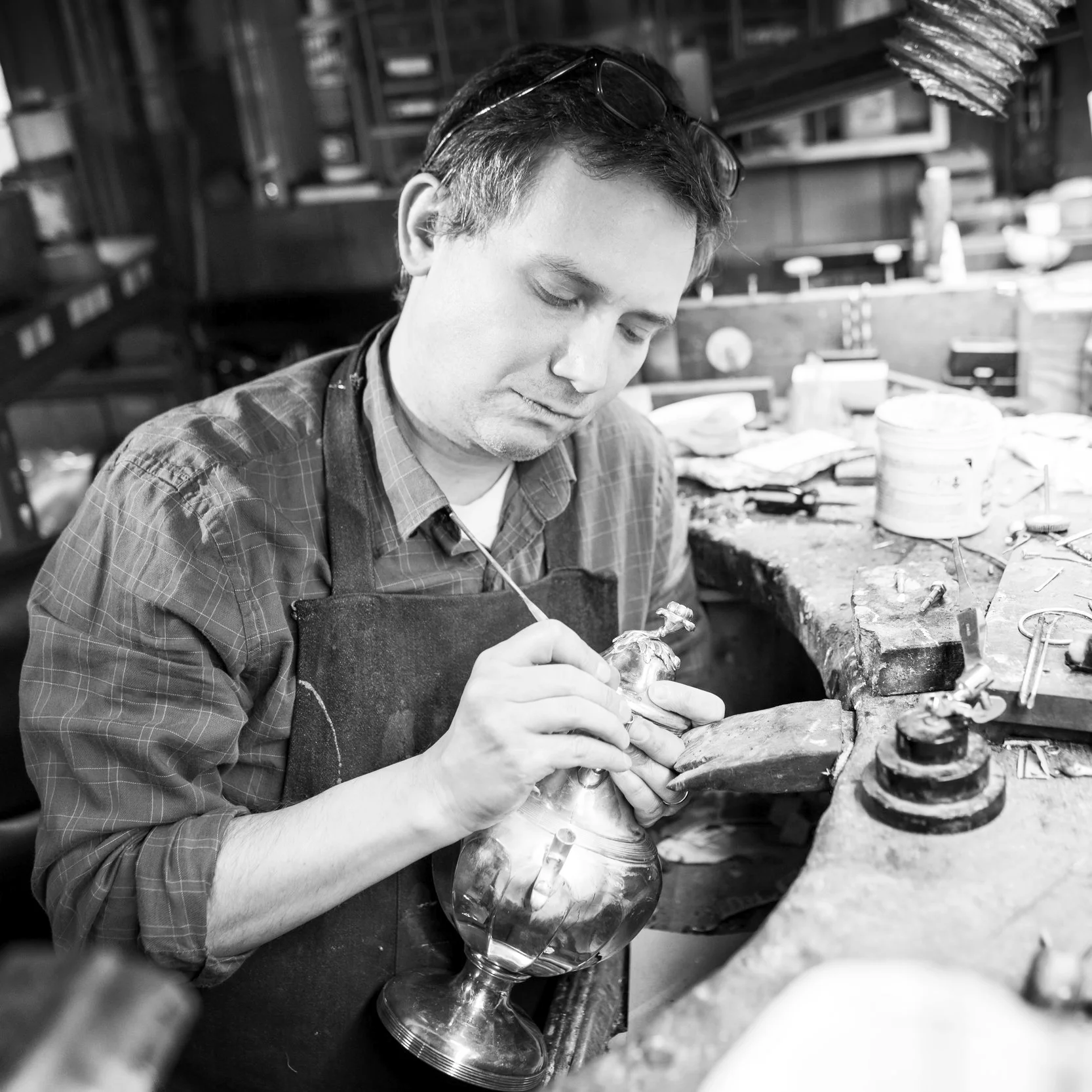 Lawrence Miller, Expert Silversmith Consultant Lawrence is widely recognized as the premier resource within the Washington, DC area for fine silver repair and restoration. With 30 years of experience, his fine touch and expert eye can bring the most damaged heirloom back to its original glory. Lawrence lives in Alexandria with his wife and two children and manages his own antique restoration business with which we exclusively partner for his services. 